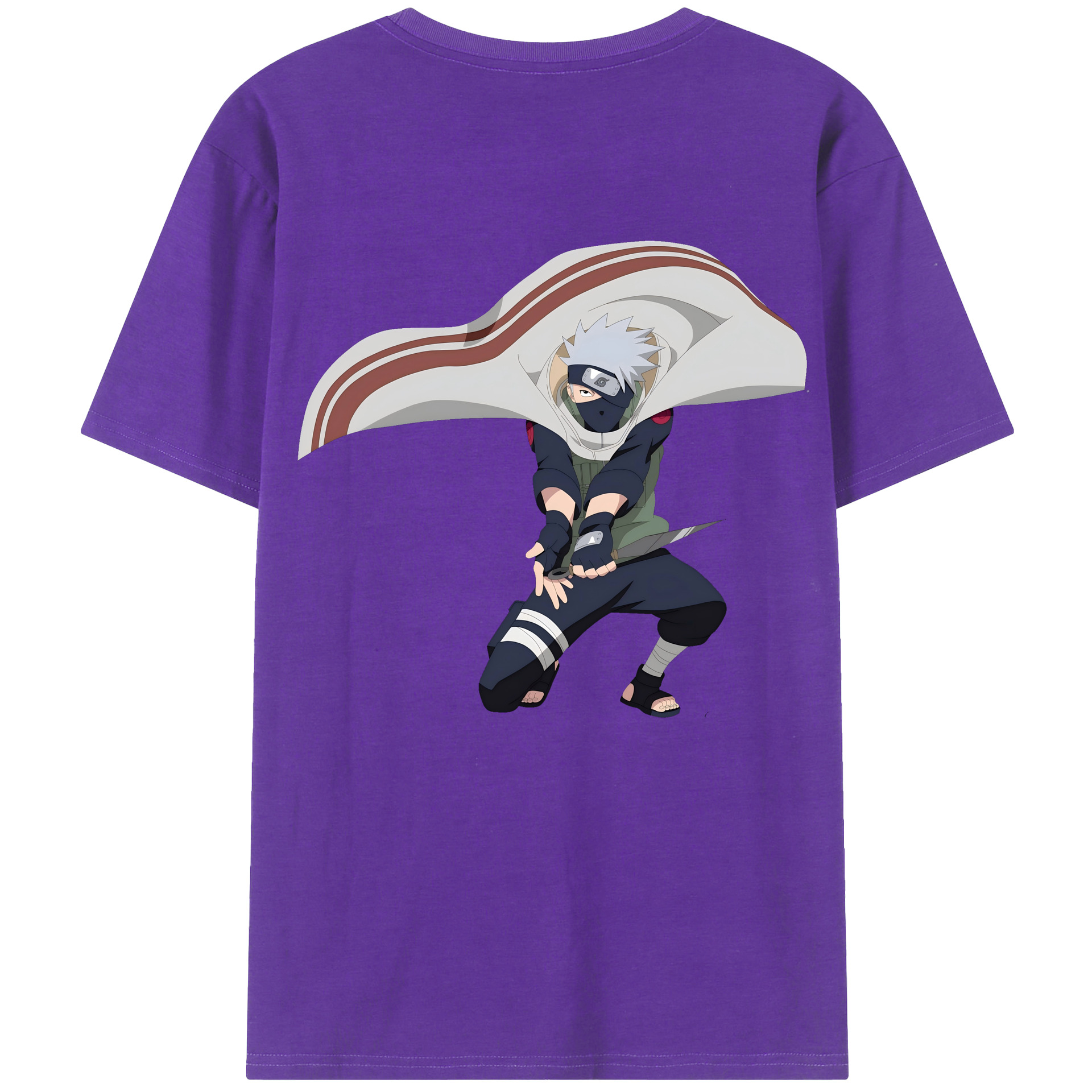 （画像用） NARUTO -ナルト- はたけ カカシ Hatake Kakashi 綿100％ メンズ半袖Tシャツ（バックプリント） 通気性