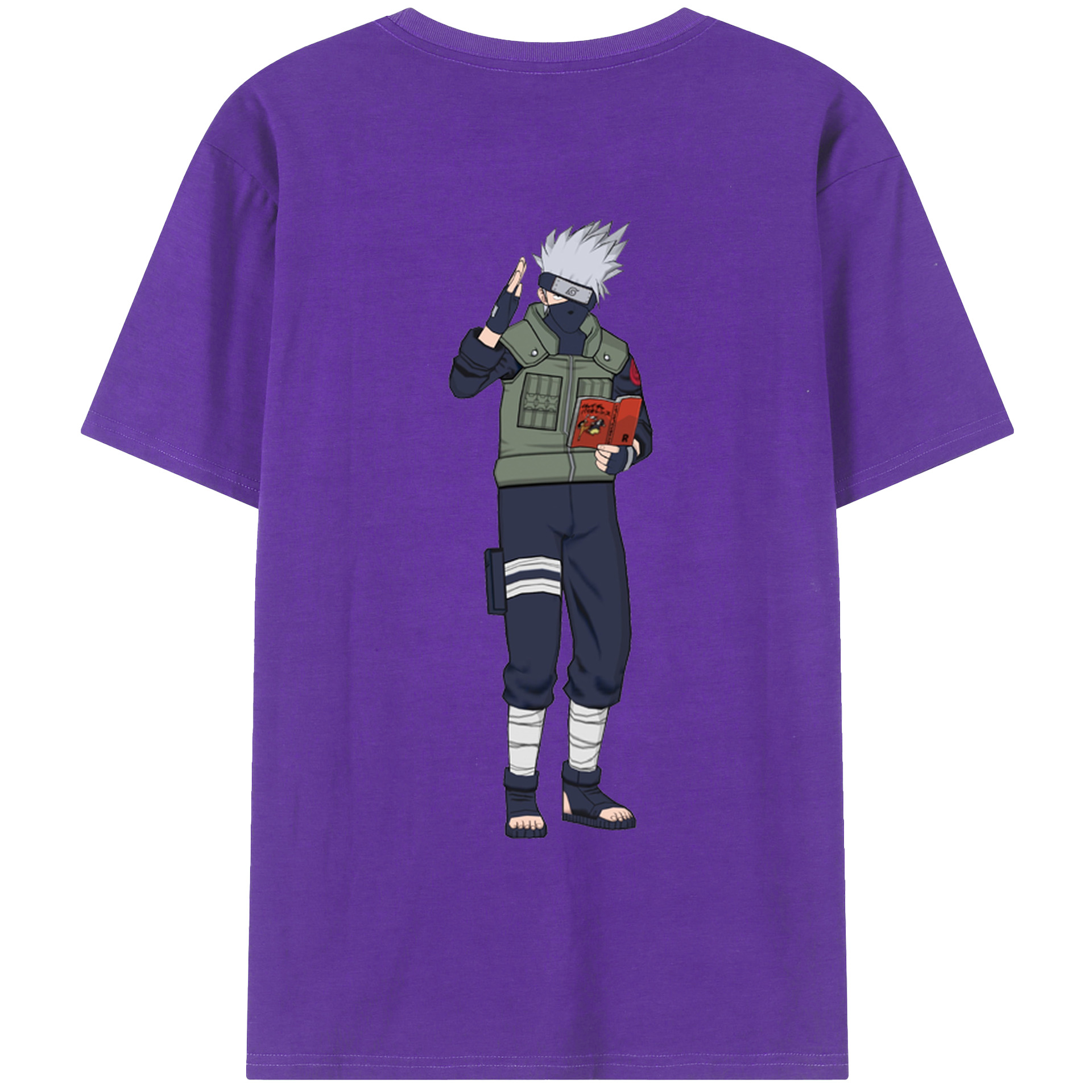 （画像用） NARUTO -ナルト- はたけ カカシ Hatake Kakashi 綿100％ メンズ半袖Tシャツ（バックプリント） 通気性