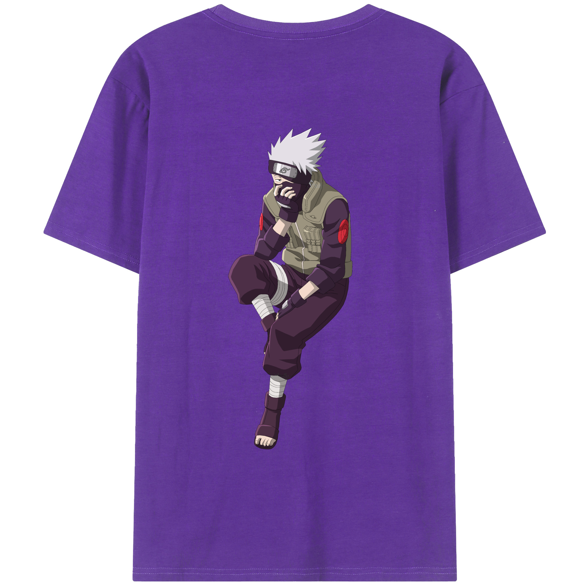 （画像用） NARUTO -ナルト- はたけ カカシ Hatake Kakashi 綿100％ メンズ半袖Tシャツ（バックプリント） 通気性