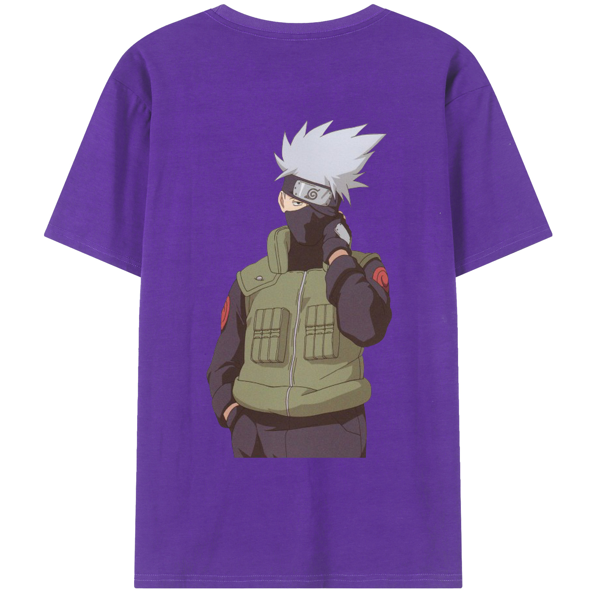 （画像用） NARUTO -ナルト- はたけ カカシ Hatake Kakashi 綿100％ メンズ半袖Tシャツ（バックプリント） 通気性