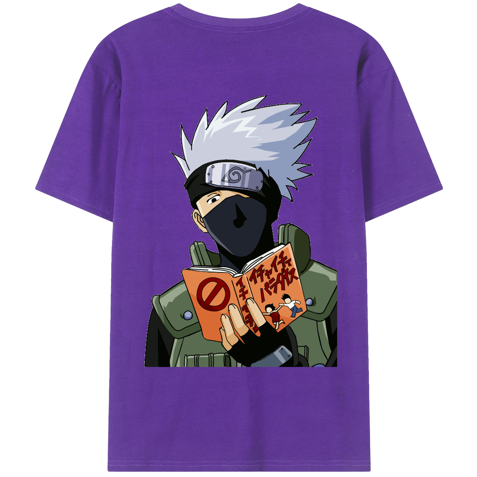 （画像用） NARUTO -ナルト- はたけ カカシ Hatake Kakashi 綿100％ メンズ半袖Tシャツ（バックプリント） 通気性
