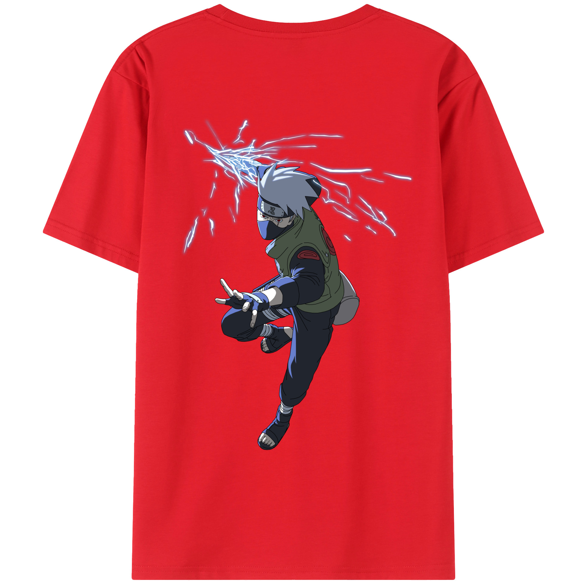 （画像用） NARUTO -ナルト- はたけ カカシ Hatake Kakashi 綿100％ メンズ半袖Tシャツ（バックプリント） 通気性