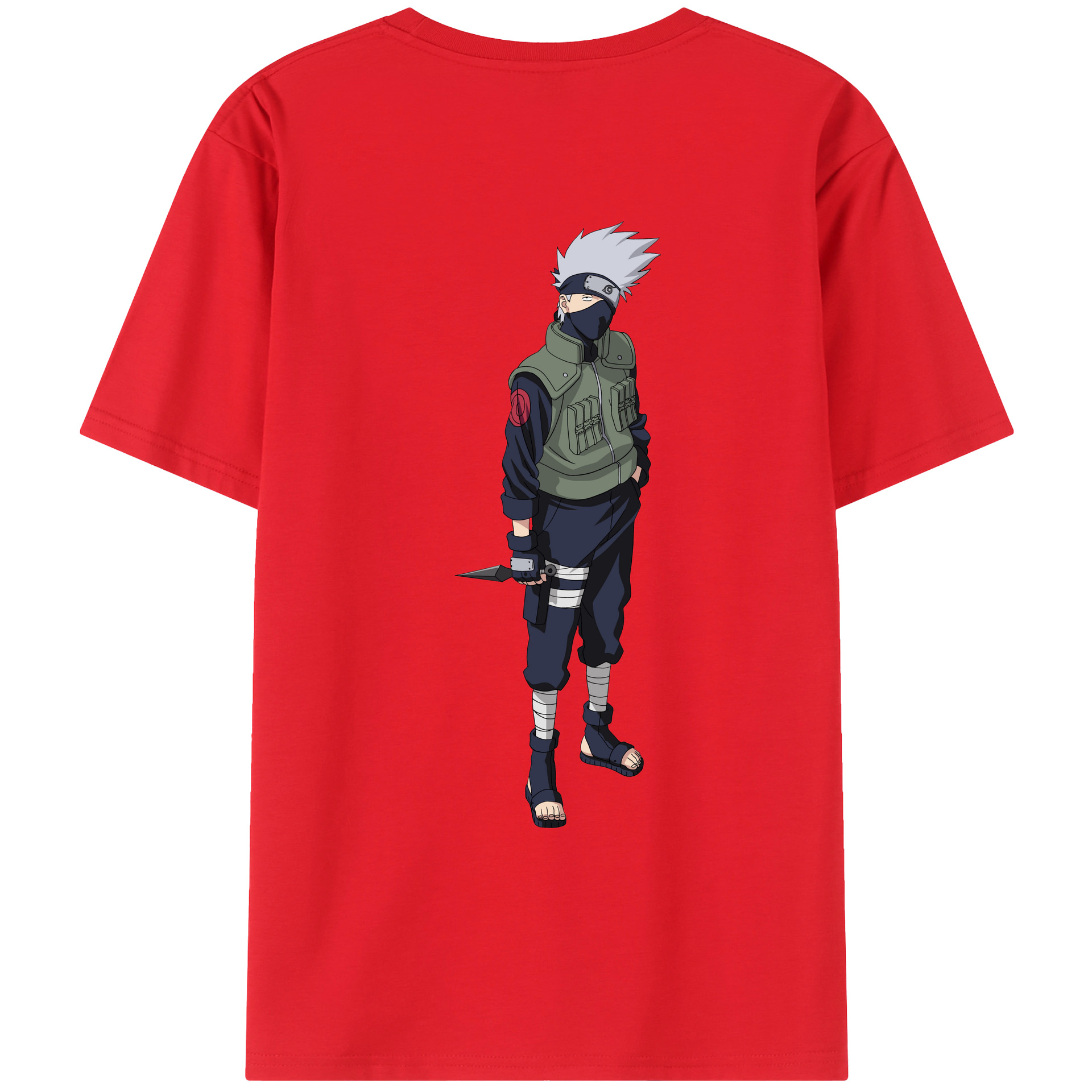 （画像用） NARUTO -ナルト- はたけ カカシ Hatake Kakashi 綿100％ メンズ半袖Tシャツ（バックプリント） 通気性