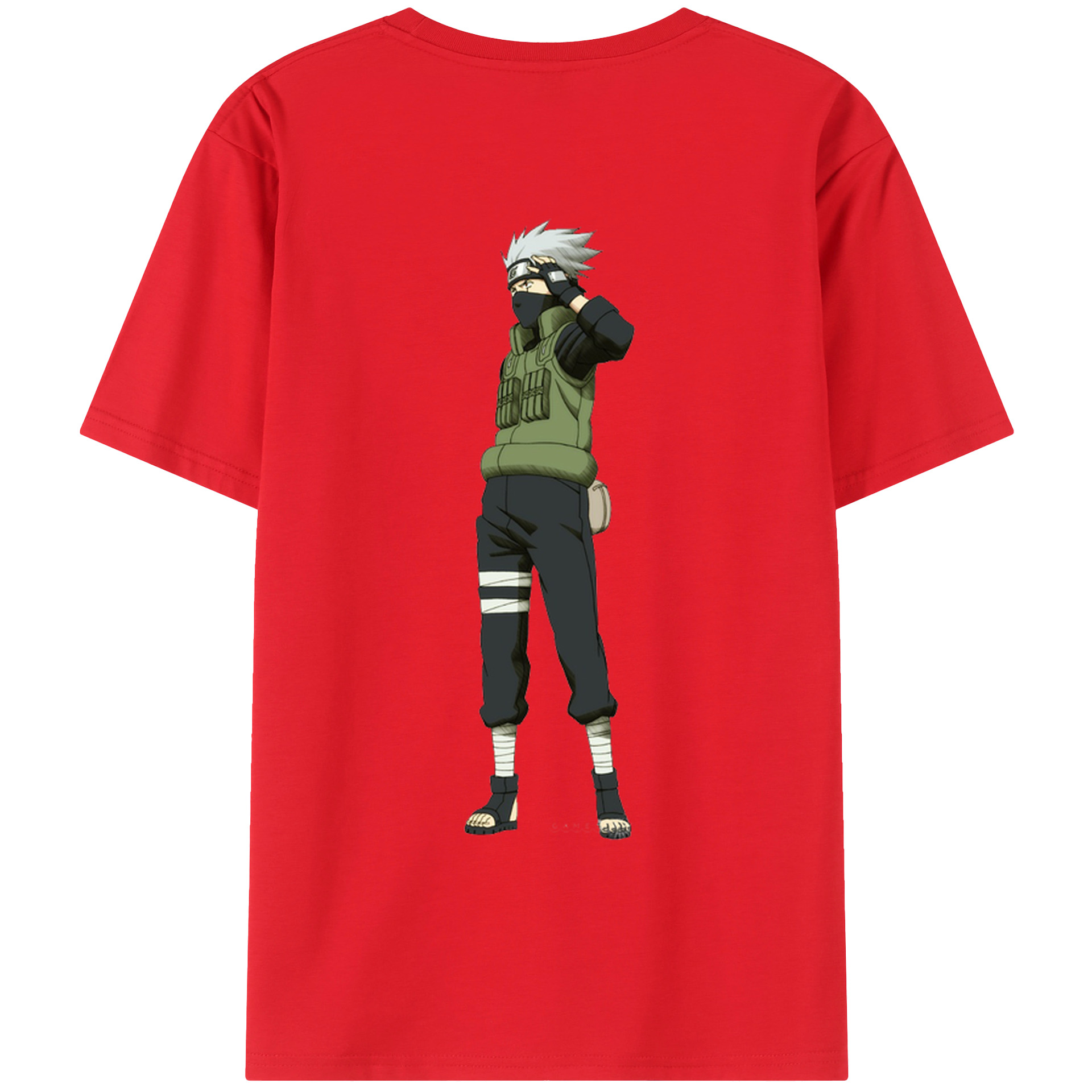 （画像用） NARUTO -ナルト- はたけ カカシ Hatake Kakashi 綿100％ メンズ半袖Tシャツ（バックプリント） 通気性