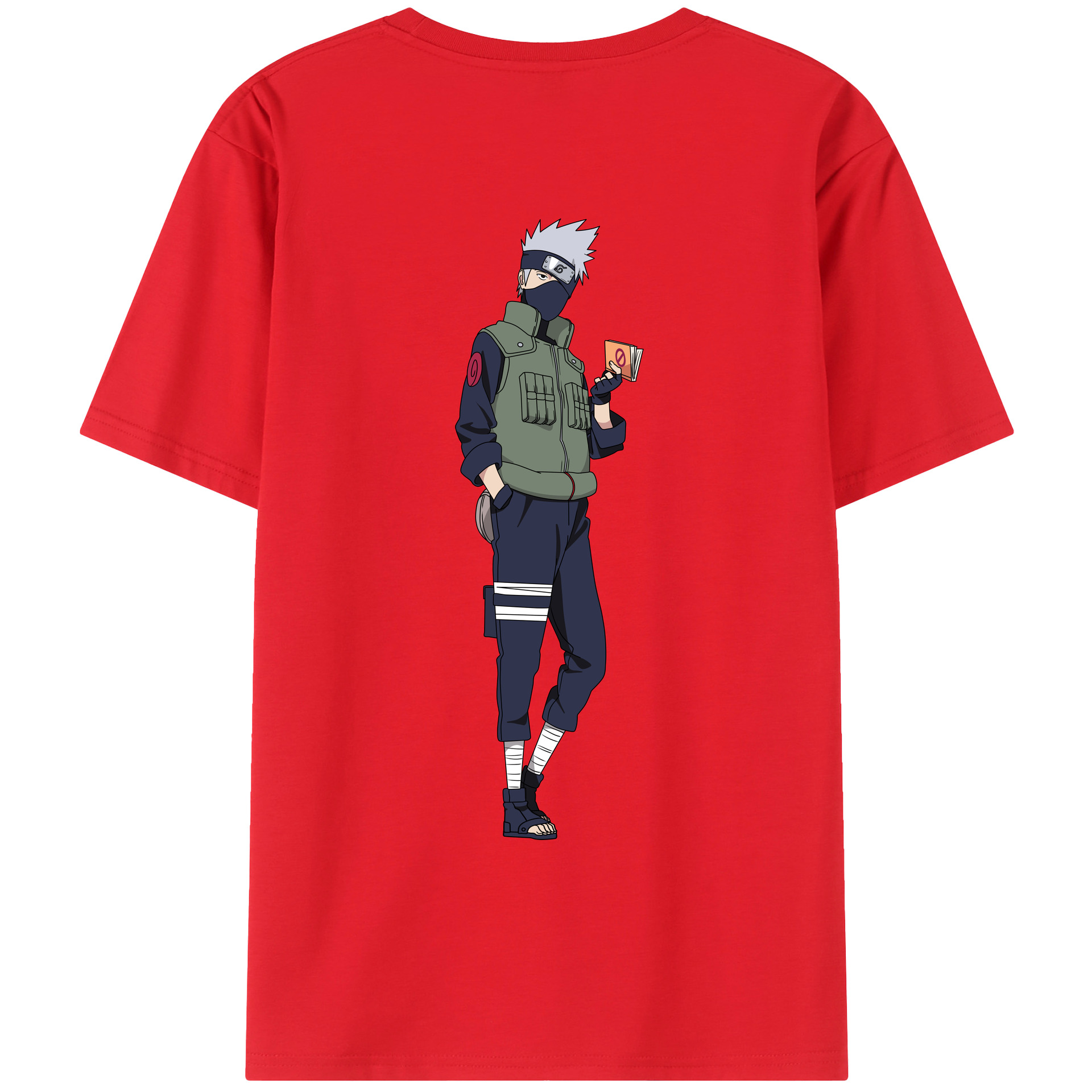 （画像用） NARUTO -ナルト- はたけ カカシ Hatake Kakashi 綿100％ メンズ半袖Tシャツ（バックプリント） 通気性