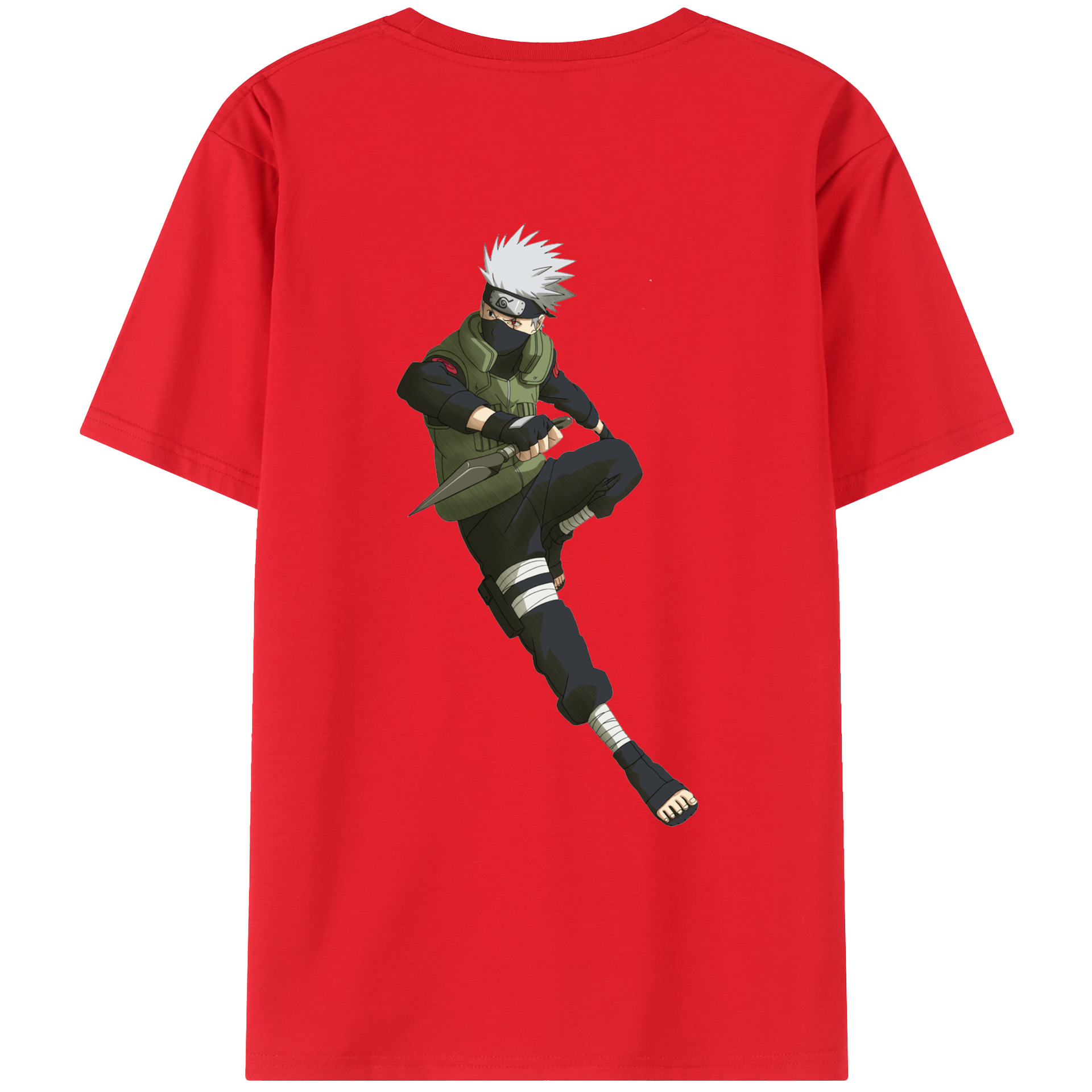 （画像用） NARUTO -ナルト- はたけ カカシ Hatake Kakashi 綿100％ メンズ半袖Tシャツ（バックプリント） 通気性