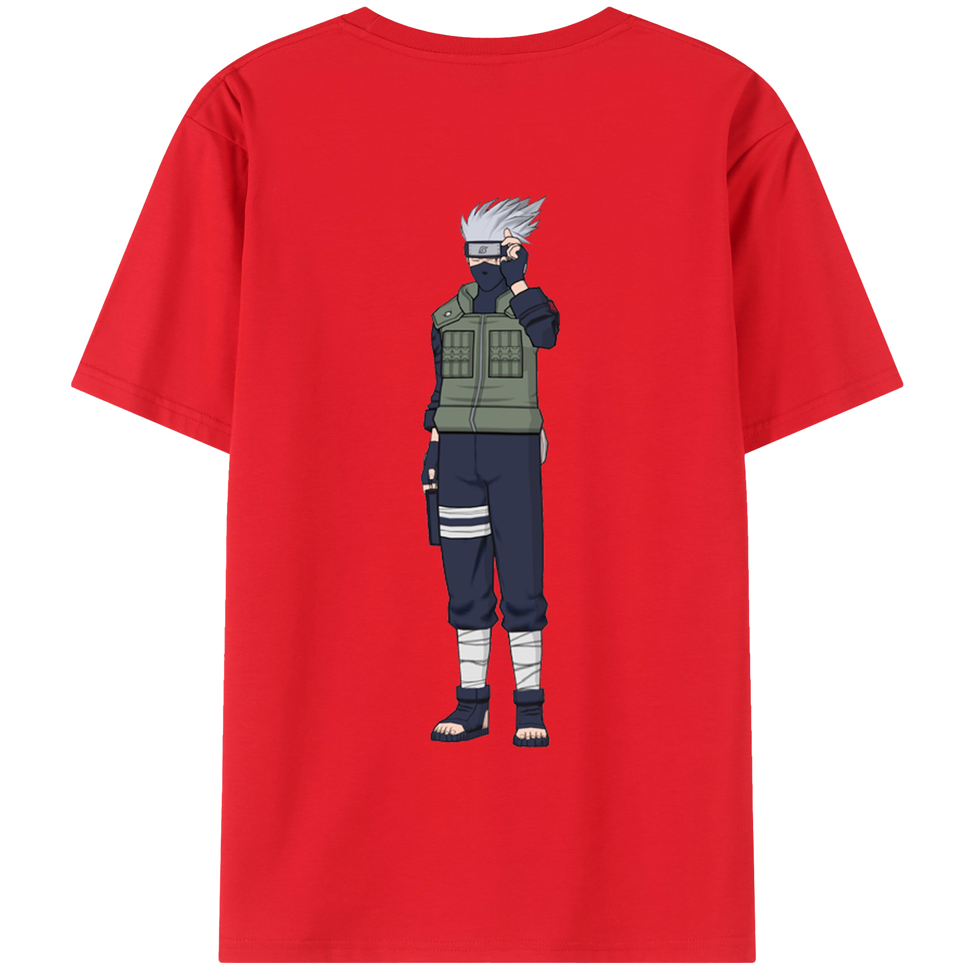 （画像用） NARUTO -ナルト- はたけ カカシ Hatake Kakashi 綿100％ メンズ半袖Tシャツ（バックプリント） 通気性