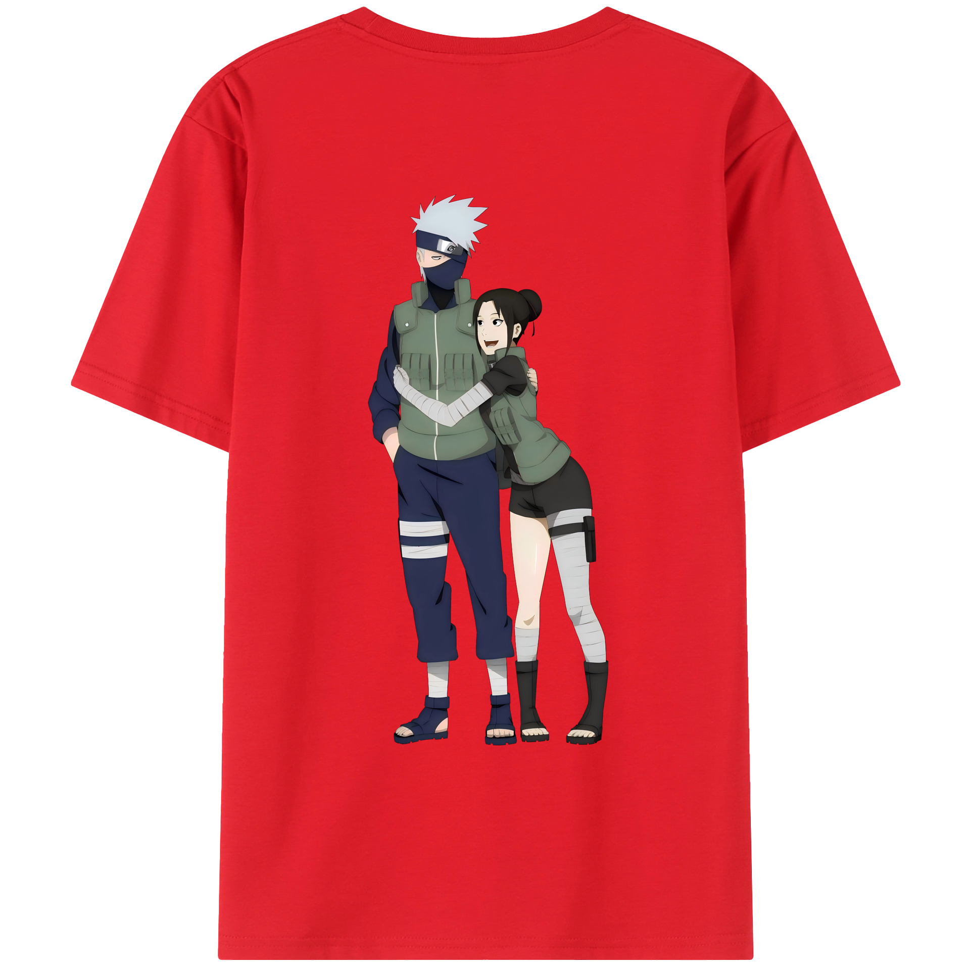 （画像用） NARUTO -ナルト- はたけ カカシ Hatake Kakashi 綿100％ メンズ半袖Tシャツ（バックプリント） 通気性