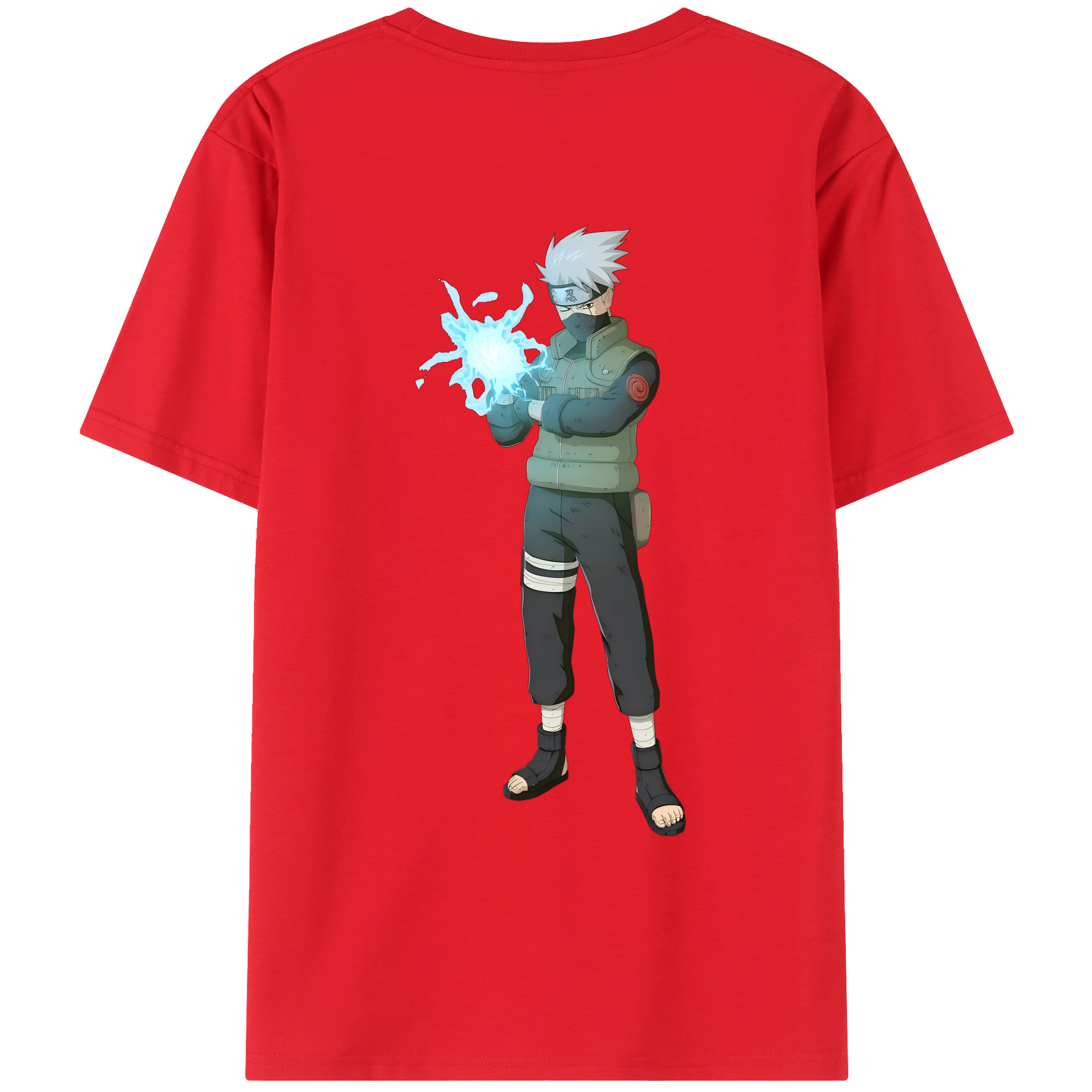 （画像用） NARUTO -ナルト- はたけ カカシ Hatake Kakashi 綿100％ メンズ半袖Tシャツ（バックプリント） 通気性