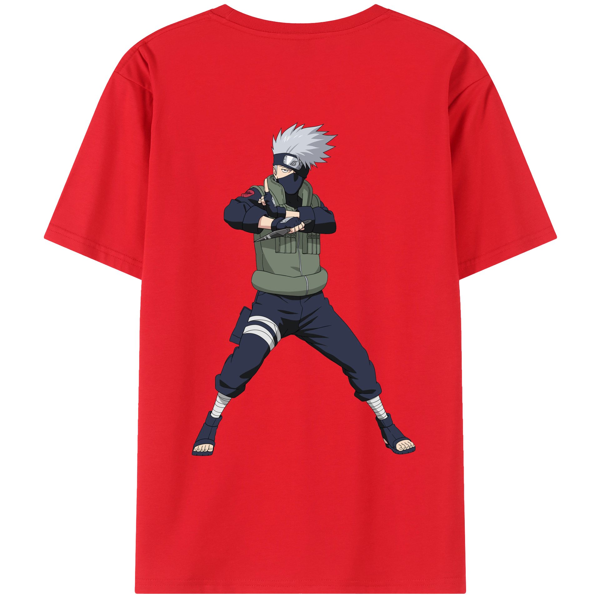 （画像用） NARUTO -ナルト- はたけ カカシ Hatake Kakashi 綿100％ メンズ半袖Tシャツ（バックプリント） 通気性