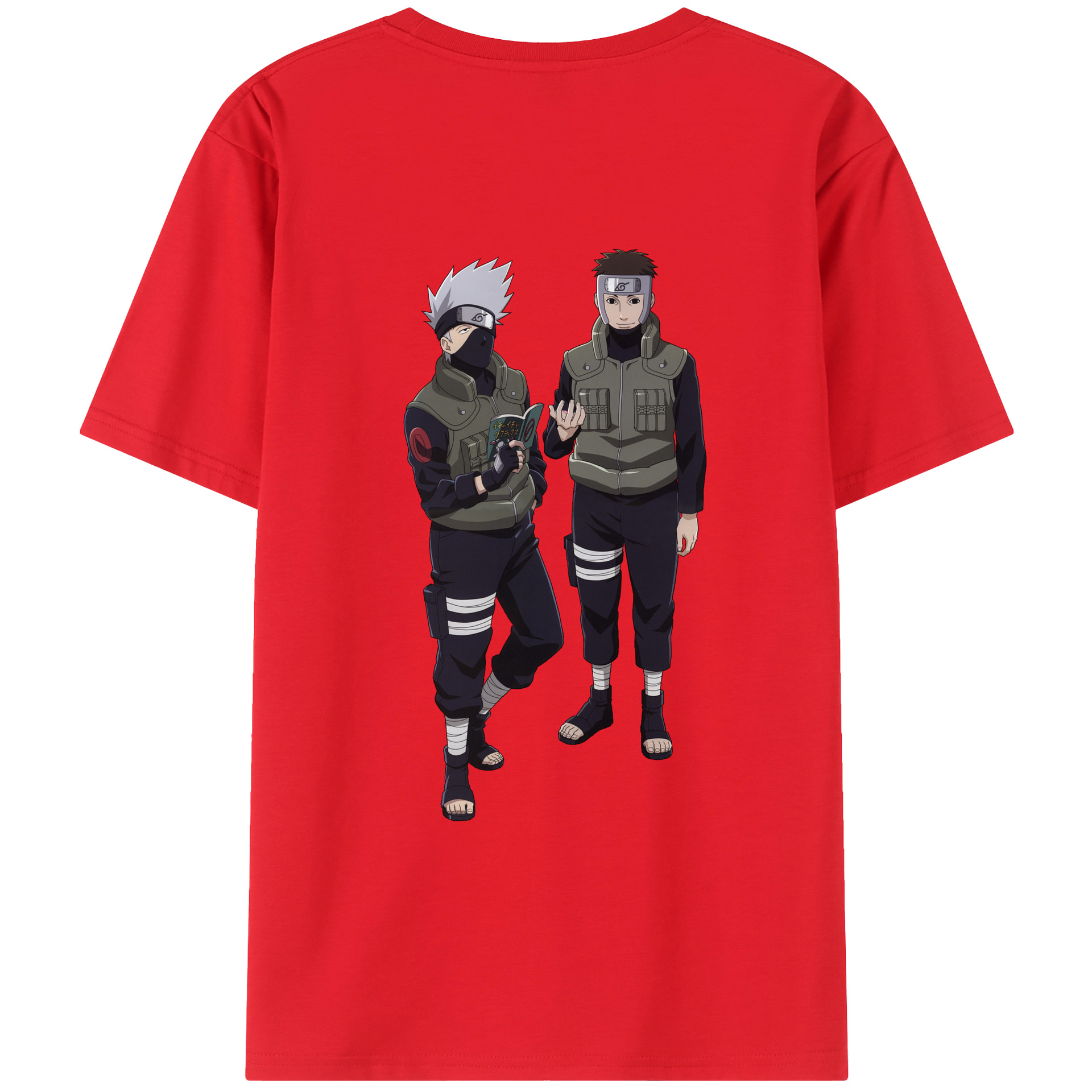 （画像用） NARUTO -ナルト- はたけ カカシ Hatake Kakashi 綿100％ メンズ半袖Tシャツ（バックプリント） 通気性
