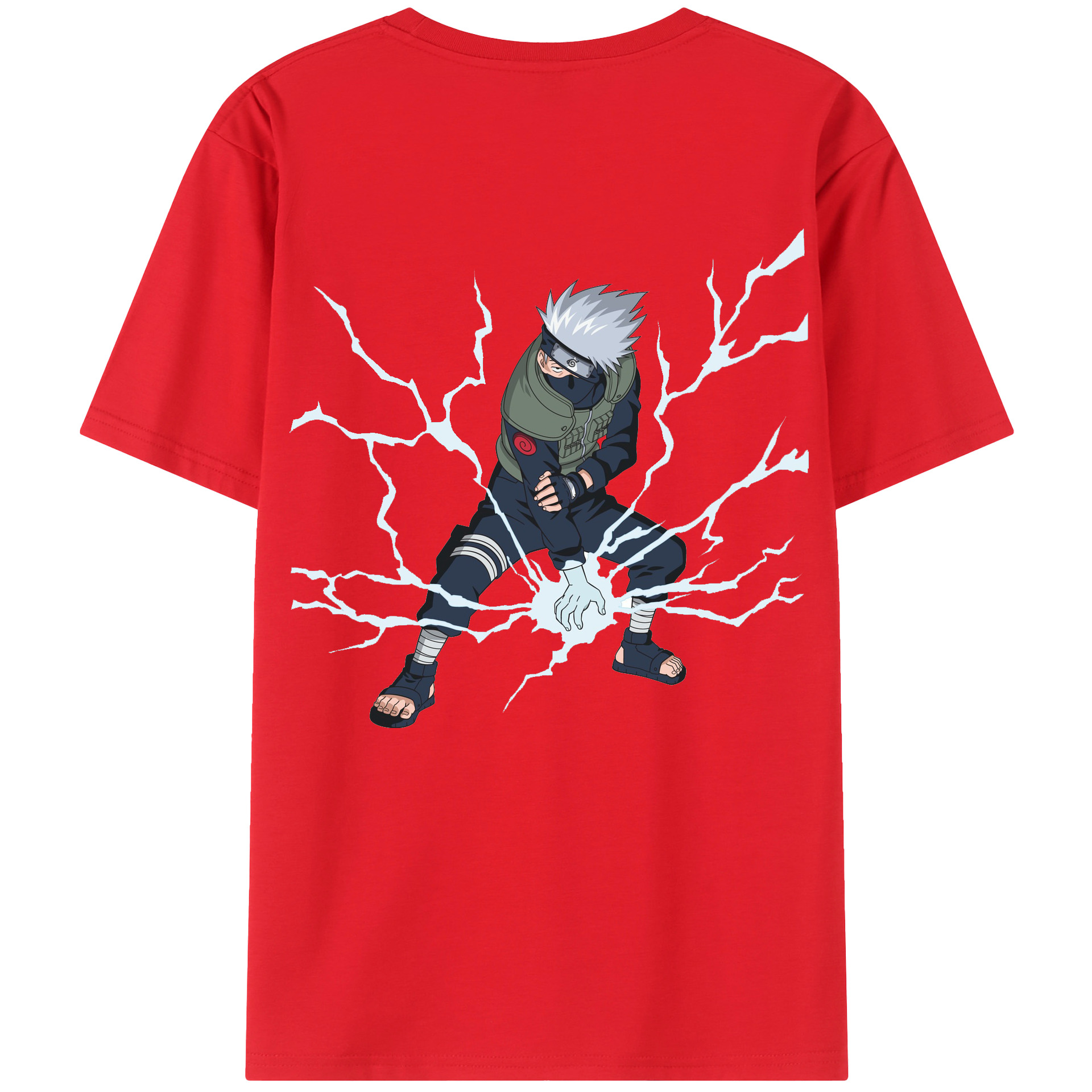 （画像用） NARUTO -ナルト- はたけ カカシ Hatake Kakashi 綿100％ メンズ半袖Tシャツ（バックプリント） 通気性