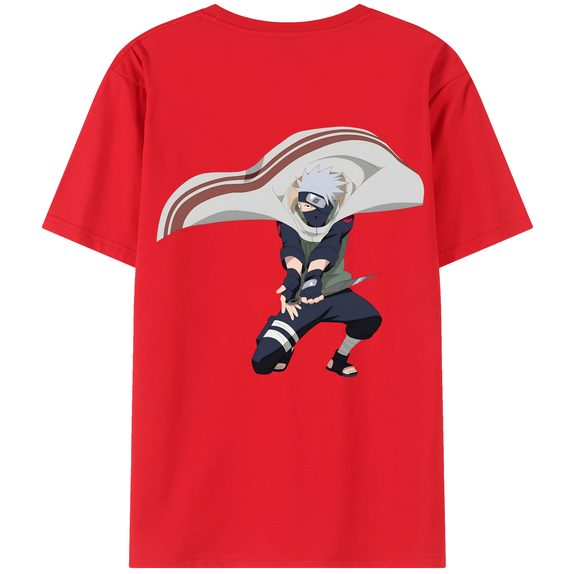 （画像用） NARUTO -ナルト- はたけ カカシ Hatake Kakashi 綿100％ メンズ半袖Tシャツ（バックプリント） 通気性