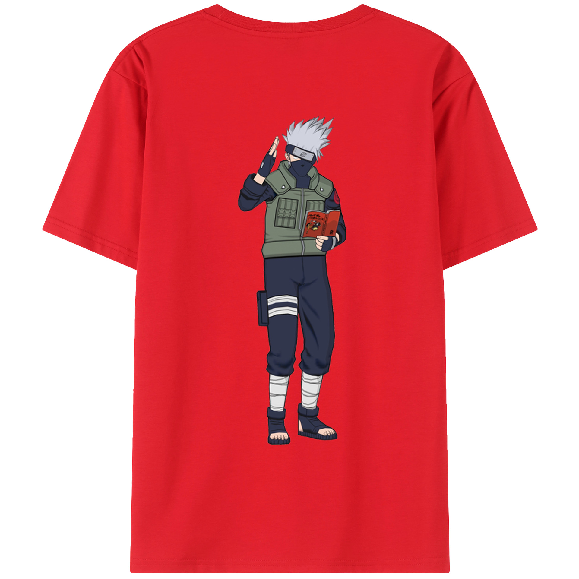 （画像用） NARUTO -ナルト- はたけ カカシ Hatake Kakashi 綿100％ メンズ半袖Tシャツ（バックプリント） 通気性