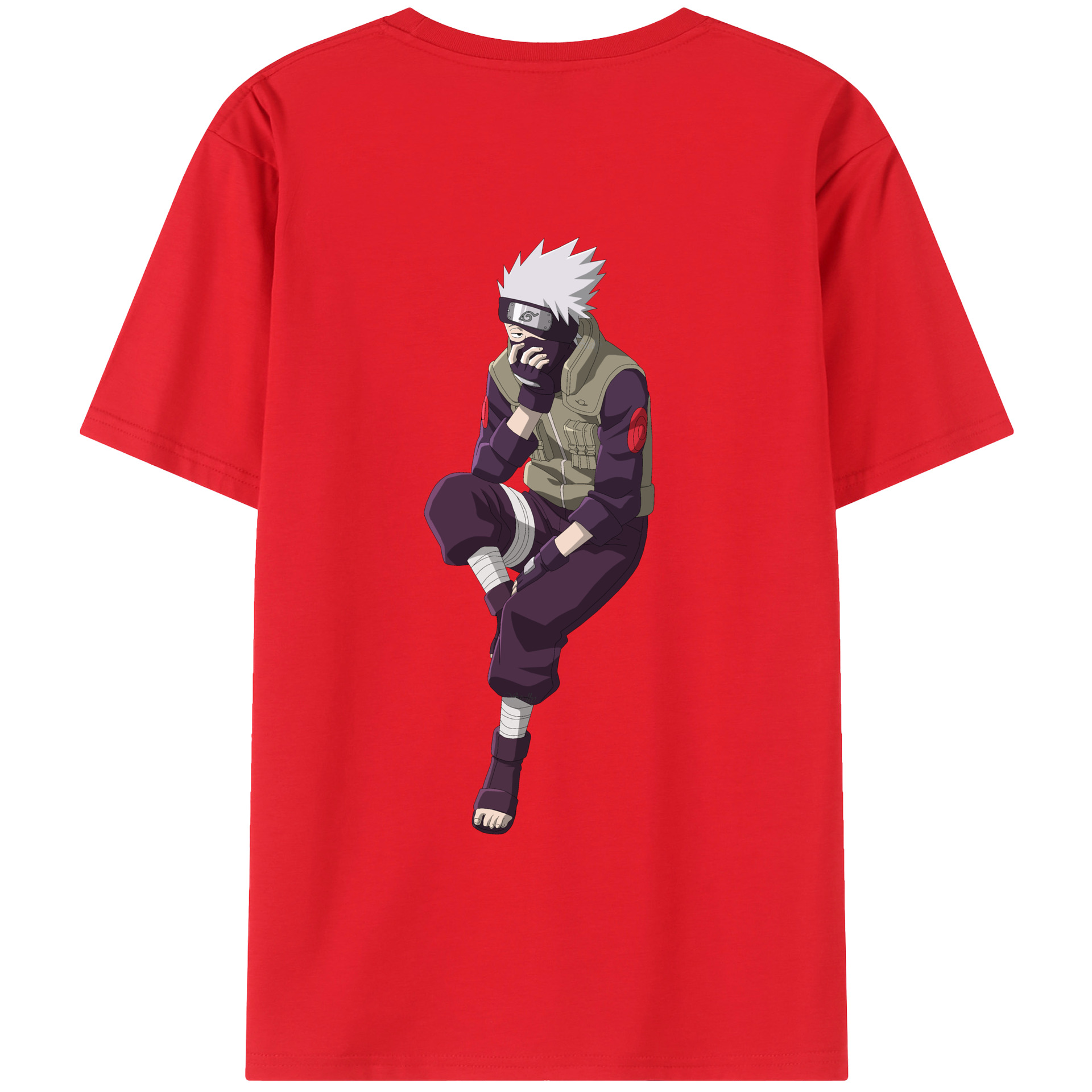 （画像用） NARUTO -ナルト- はたけ カカシ Hatake Kakashi 綿100％ メンズ半袖Tシャツ（バックプリント） 通気性