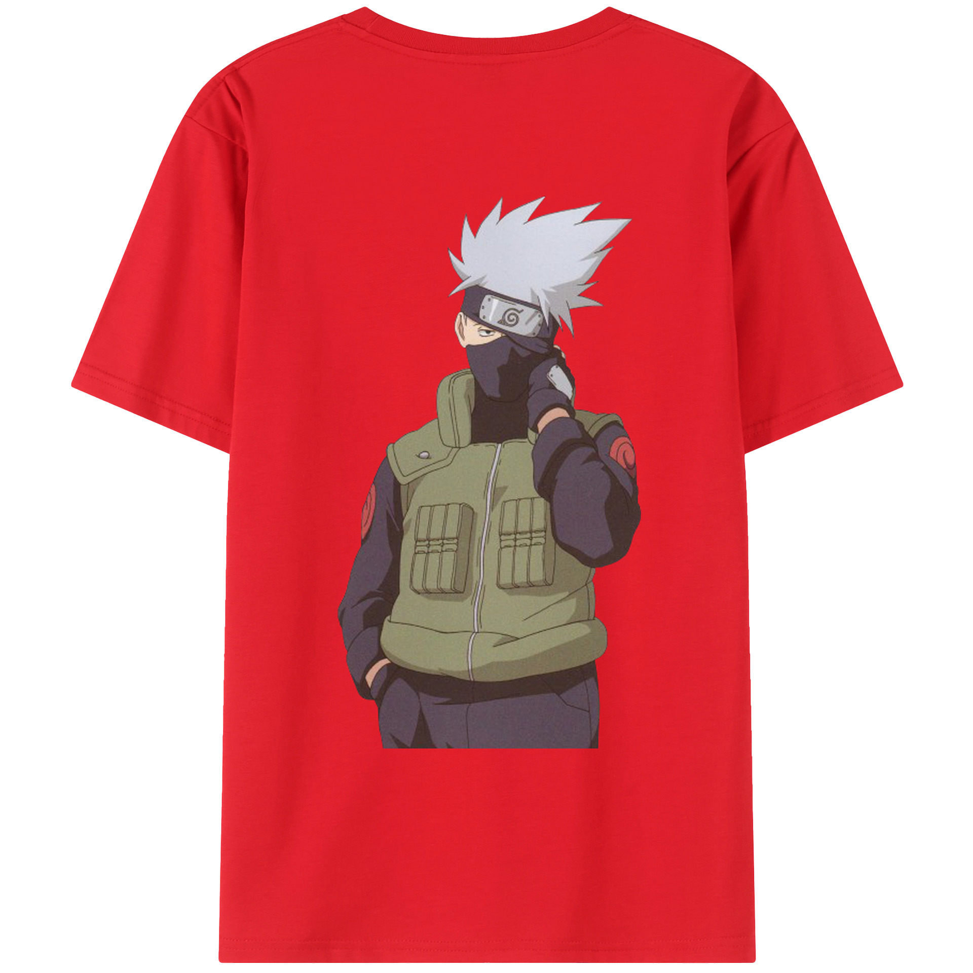 （画像用） NARUTO -ナルト- はたけ カカシ Hatake Kakashi 綿100％ メンズ半袖Tシャツ（バックプリント） 通気性