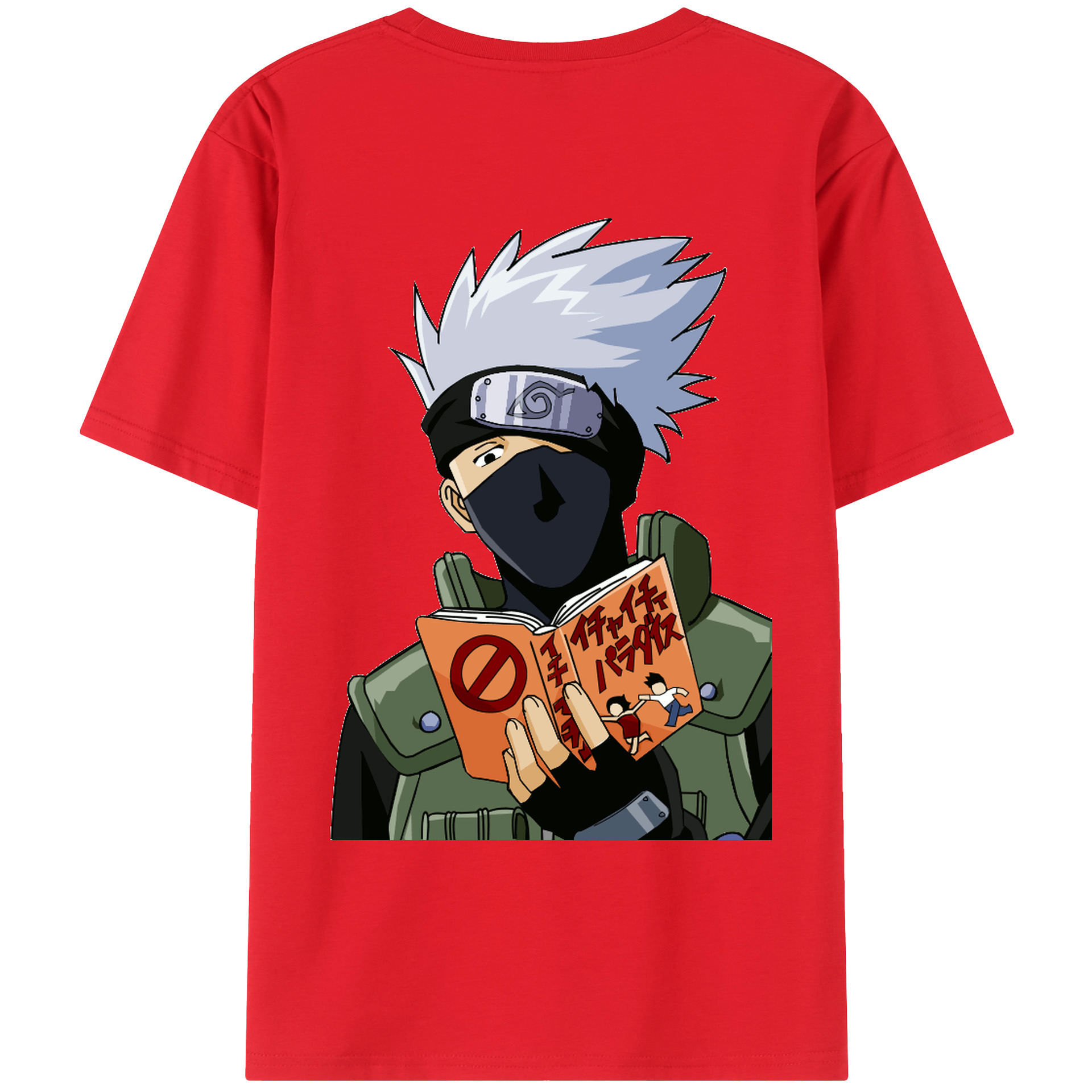 （画像用） NARUTO -ナルト- はたけ カカシ Hatake Kakashi 綿100％ メンズ半袖Tシャツ（バックプリント） 通気性