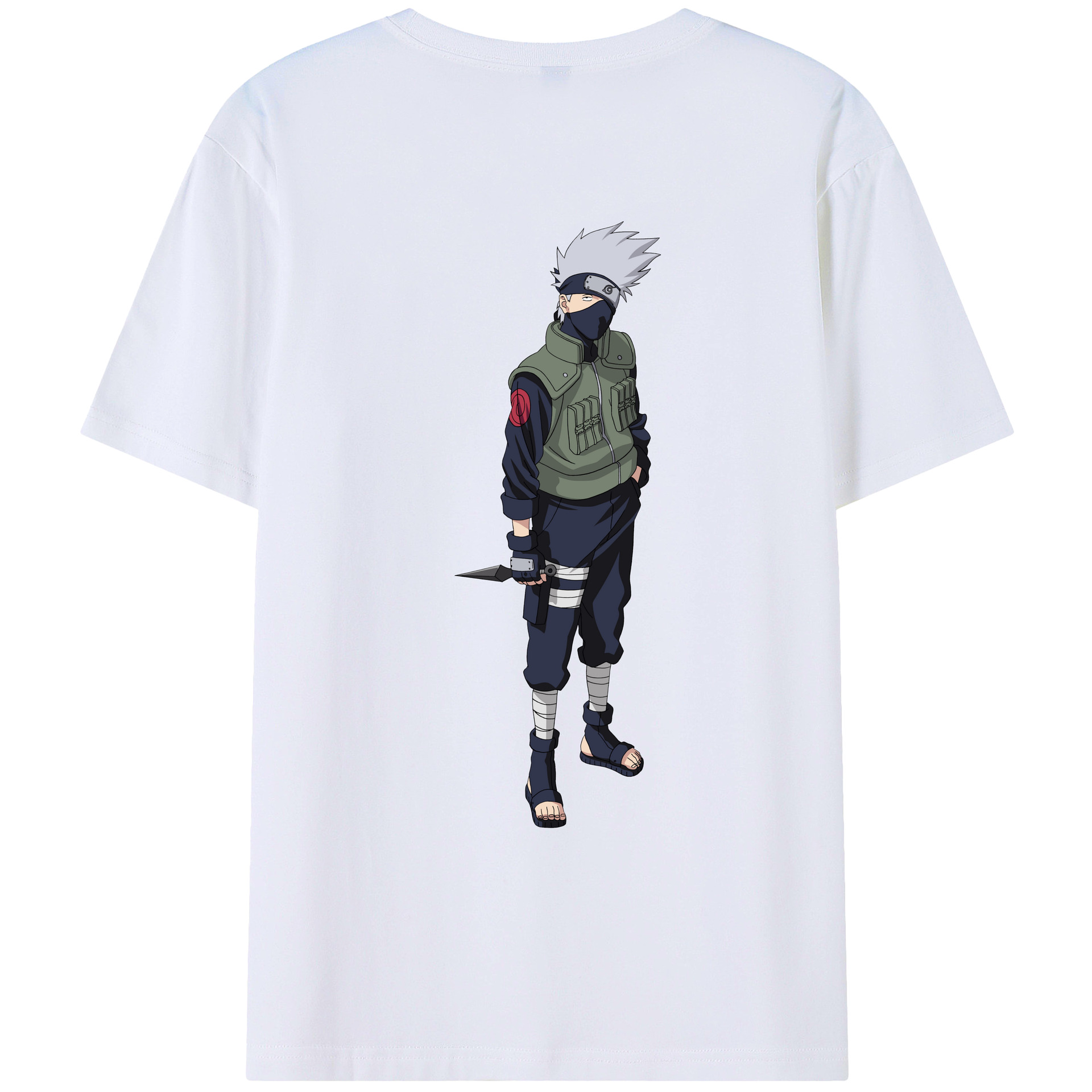 （画像用） NARUTO -ナルト- はたけ カカシ Hatake Kakashi 綿100％ メンズ半袖Tシャツ（バックプリント） 通気性