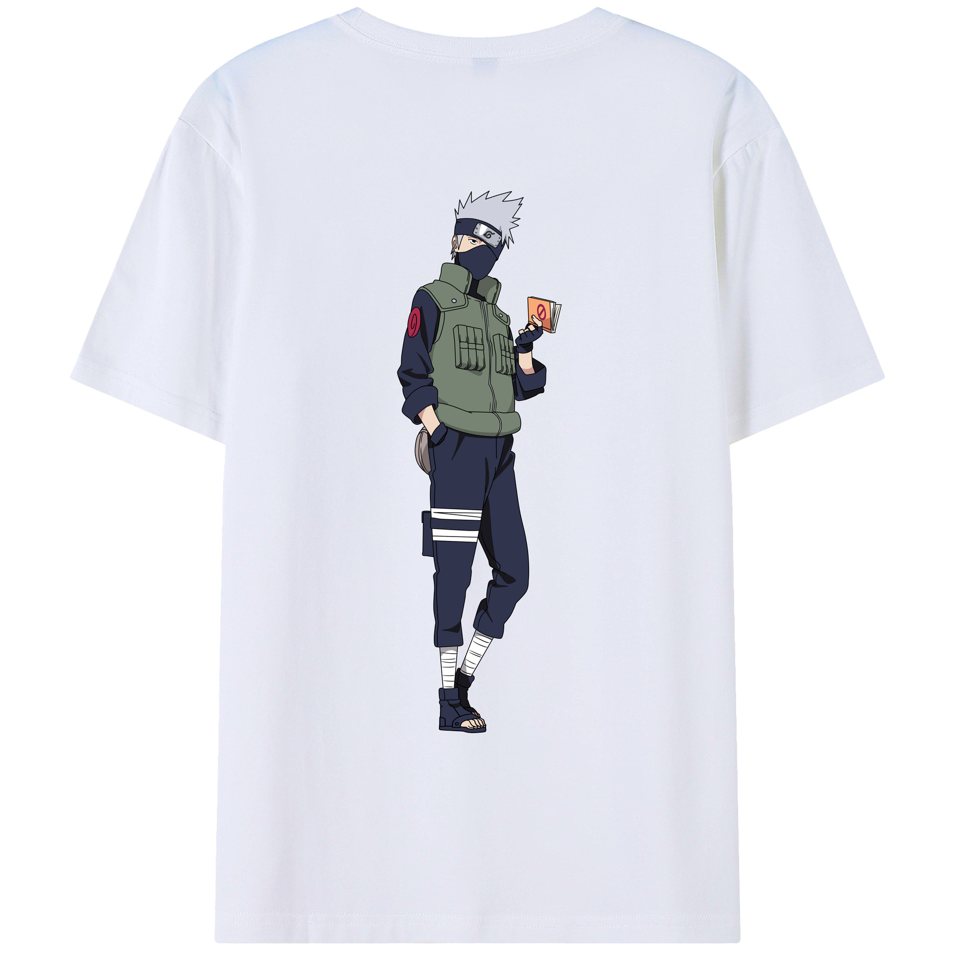 （画像用） NARUTO -ナルト- はたけ カカシ Hatake Kakashi 綿100％ メンズ半袖Tシャツ（バックプリント） 通気性