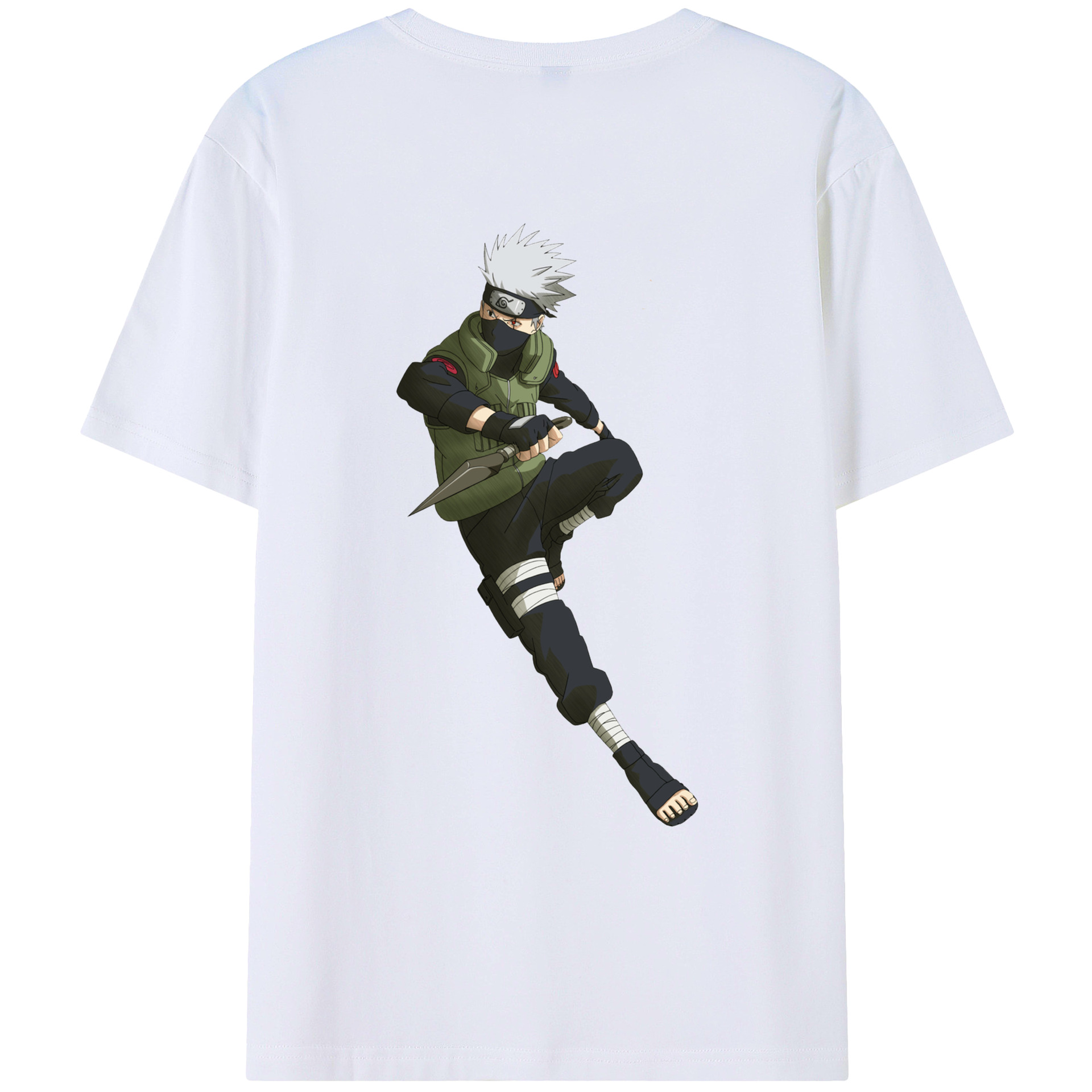 （画像用） NARUTO -ナルト- はたけ カカシ Hatake Kakashi 綿100％ メンズ半袖Tシャツ（バックプリント） 通気性