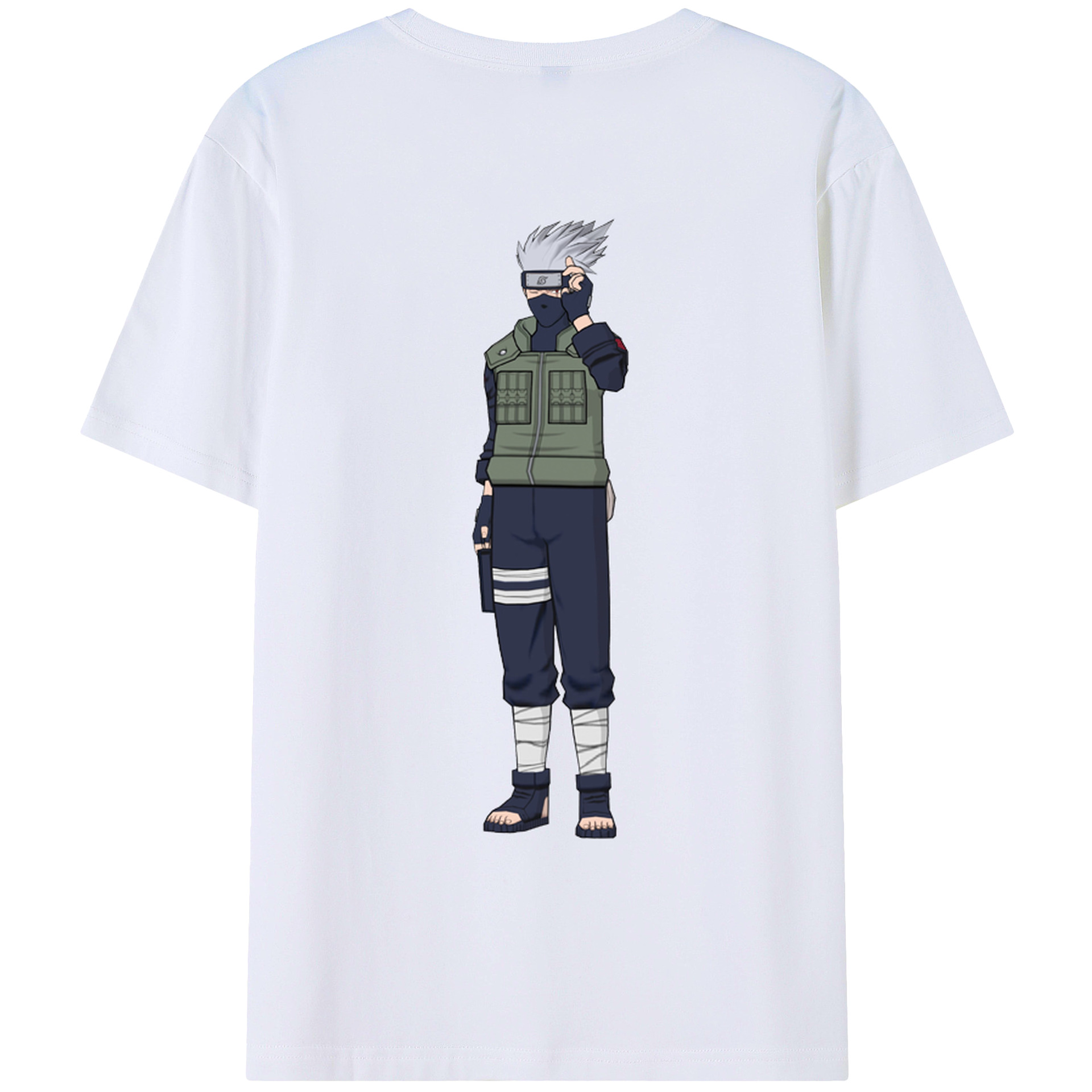 （画像用） NARUTO -ナルト- はたけ カカシ Hatake Kakashi 綿100％ メンズ半袖Tシャツ（バックプリント） 通気性