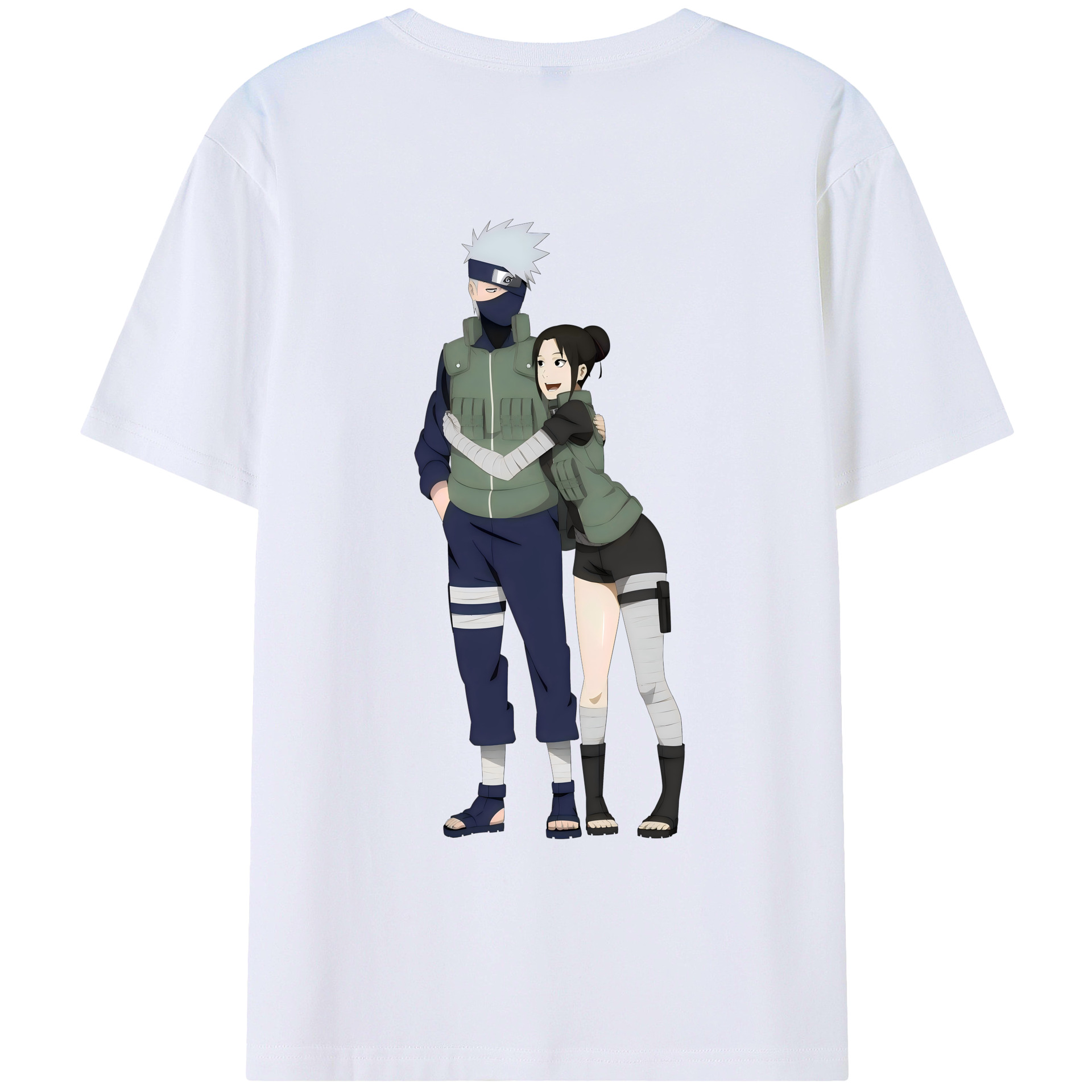 （画像用） NARUTO -ナルト- はたけ カカシ Hatake Kakashi 綿100％ メンズ半袖Tシャツ（バックプリント） 通気性
