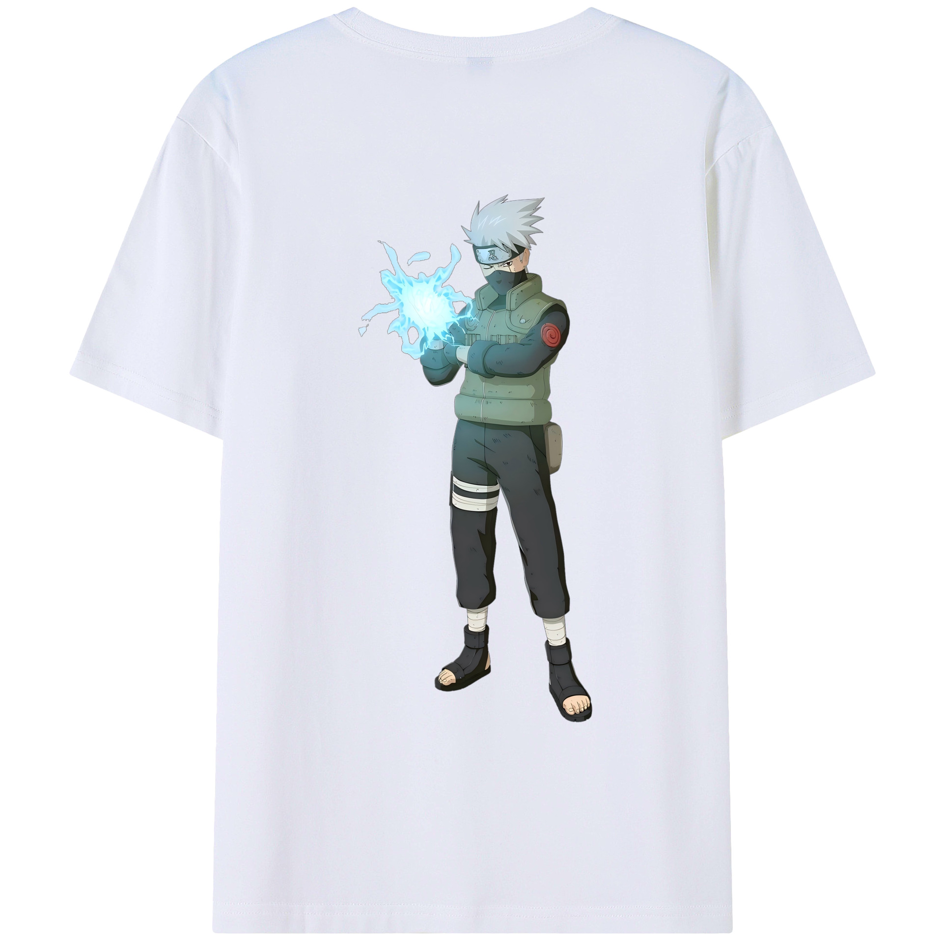 （画像用） NARUTO -ナルト- はたけ カカシ Hatake Kakashi 綿100％ メンズ半袖Tシャツ（バックプリント） 通気性