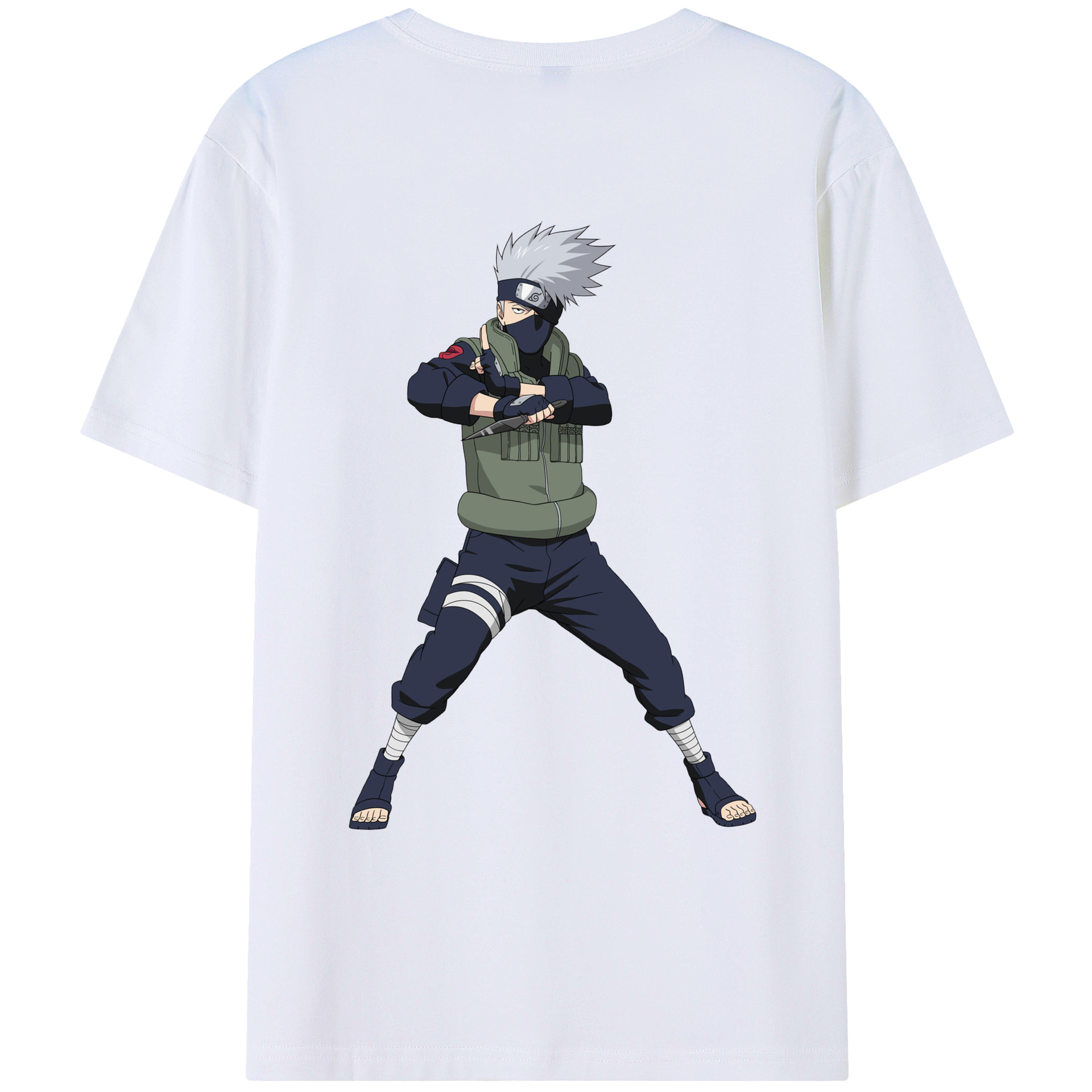（画像用） NARUTO -ナルト- はたけ カカシ Hatake Kakashi 綿100％ メンズ半袖Tシャツ（バックプリント） 通気性