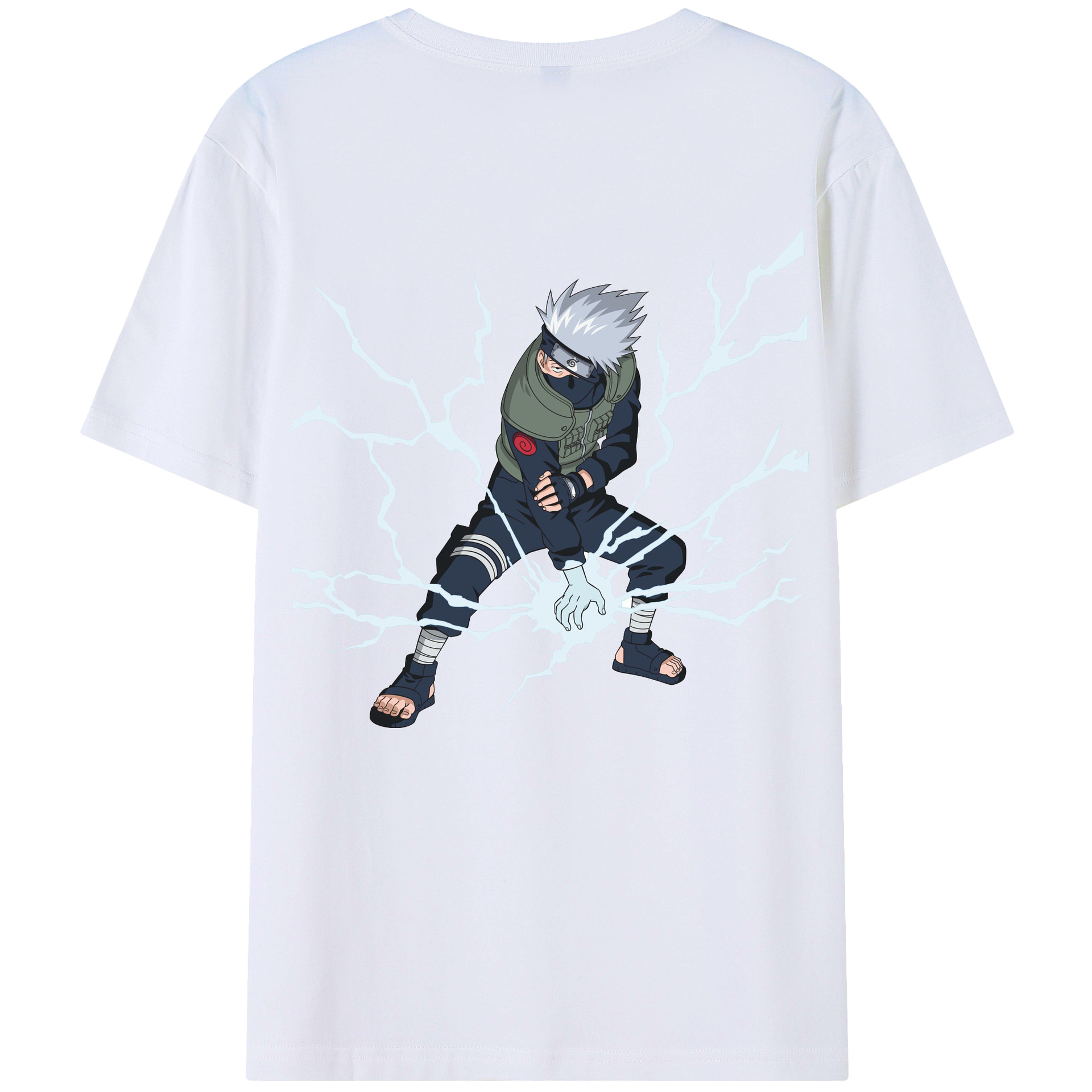 （画像用） NARUTO -ナルト- はたけ カカシ Hatake Kakashi 綿100％ メンズ半袖Tシャツ（バックプリント） 通気性