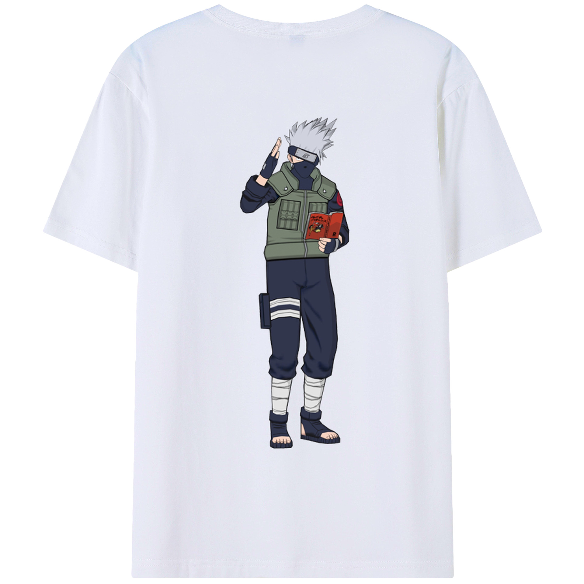 （画像用） NARUTO -ナルト- はたけ カカシ Hatake Kakashi 綿100％ メンズ半袖Tシャツ（バックプリント） 通気性