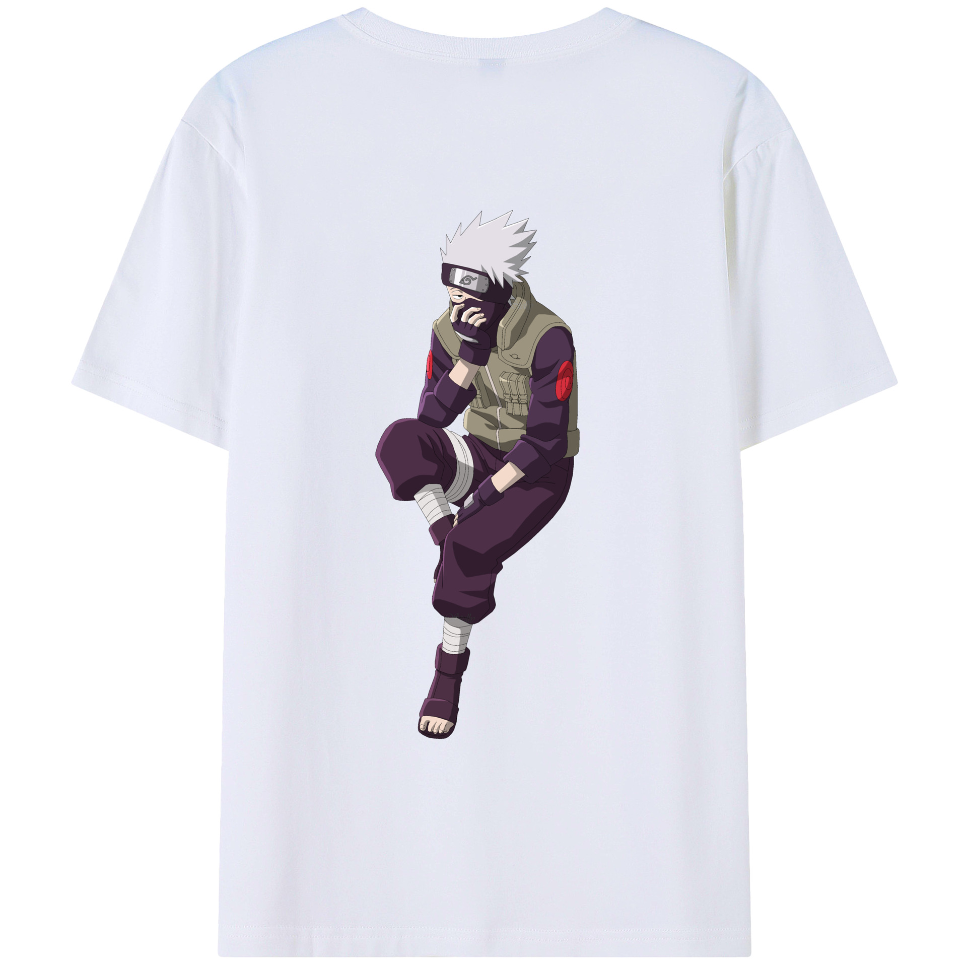 （画像用） NARUTO -ナルト- はたけ カカシ Hatake Kakashi 綿100％ メンズ半袖Tシャツ（バックプリント） 通気性
