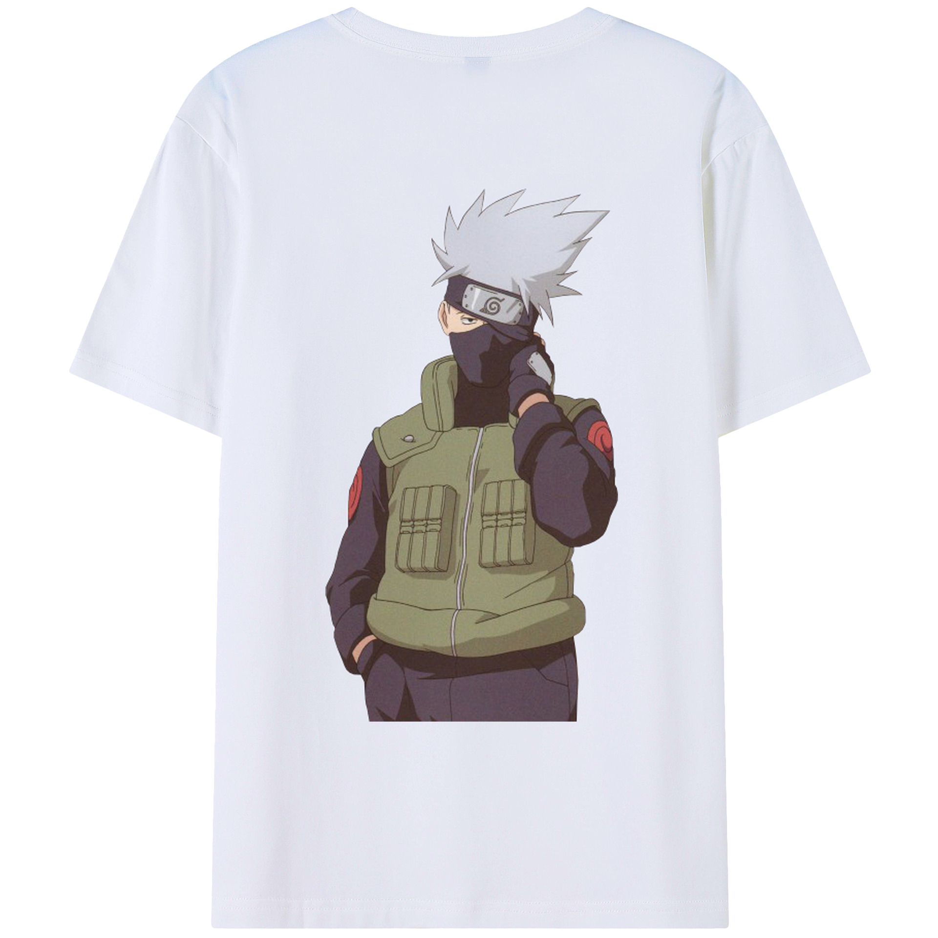 （画像用） NARUTO -ナルト- はたけ カカシ Hatake Kakashi 綿100％ メンズ半袖Tシャツ（バックプリント） 通気性