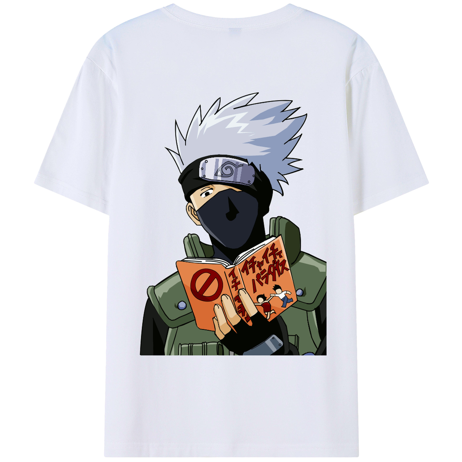 （画像用） NARUTO -ナルト- はたけ カカシ Hatake Kakashi 綿100％ メンズ半袖Tシャツ（バックプリント） 通気性