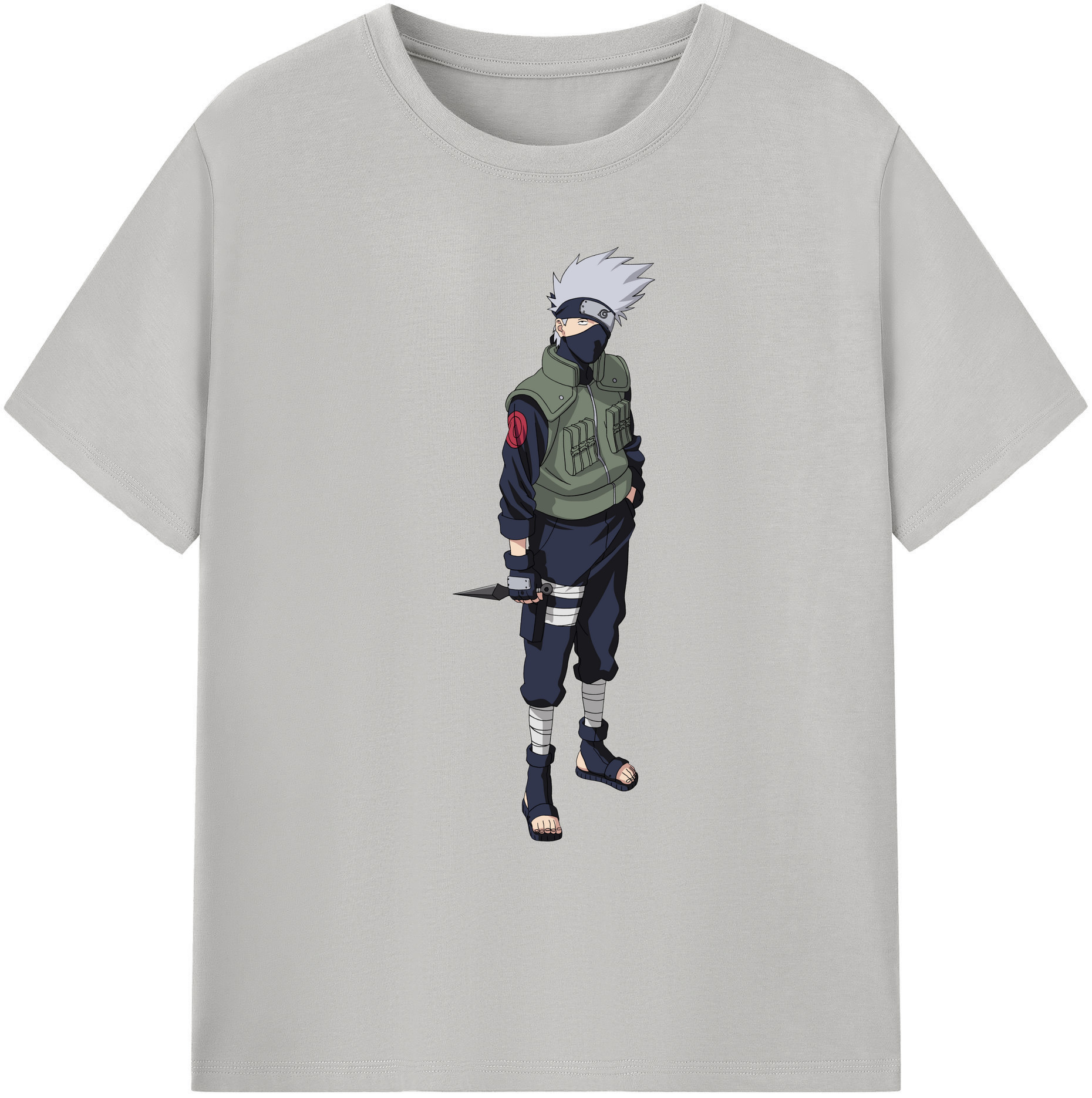 （画像用） NARUTO -ナルト- はたけ カカシ Hatake Kakashi 綿100％ メンズ半袖Tシャツ｜肌触りやわらか＆通気性