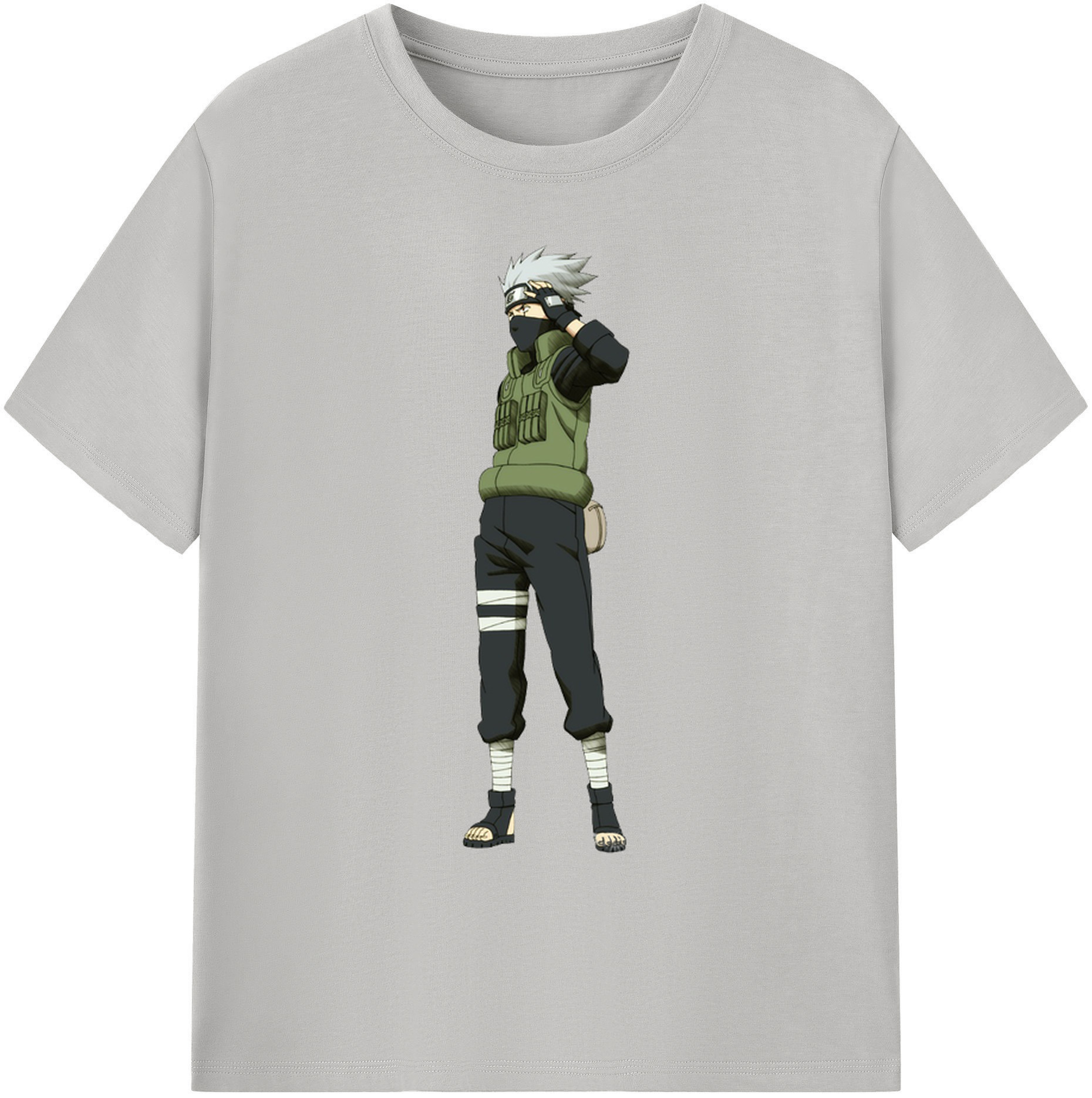（画像用） NARUTO -ナルト- はたけ カカシ Hatake Kakashi 綿100％ メンズ半袖Tシャツ｜肌触りやわらか＆通気性