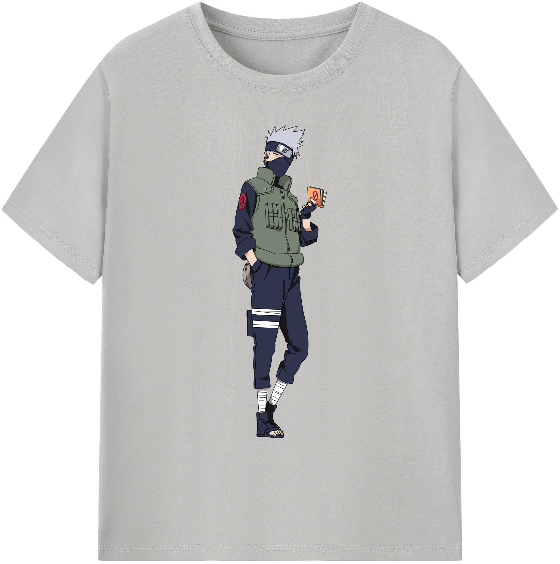 （画像用） NARUTO -ナルト- はたけ カカシ Hatake Kakashi 綿100％ メンズ半袖Tシャツ｜肌触りやわらか＆通気性