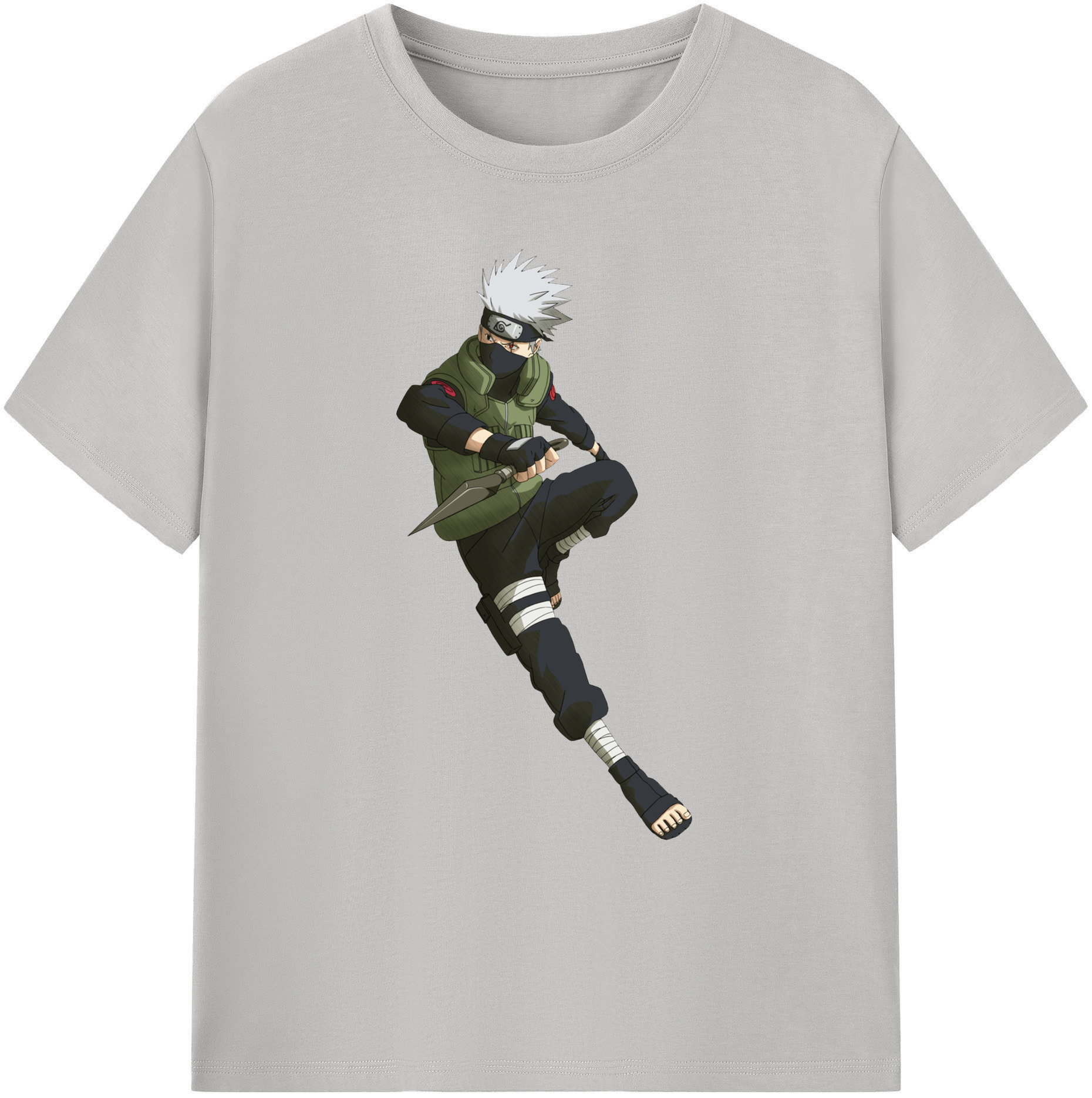 （画像用） NARUTO -ナルト- はたけ カカシ Hatake Kakashi 綿100％ メンズ半袖Tシャツ｜肌触りやわらか＆通気性