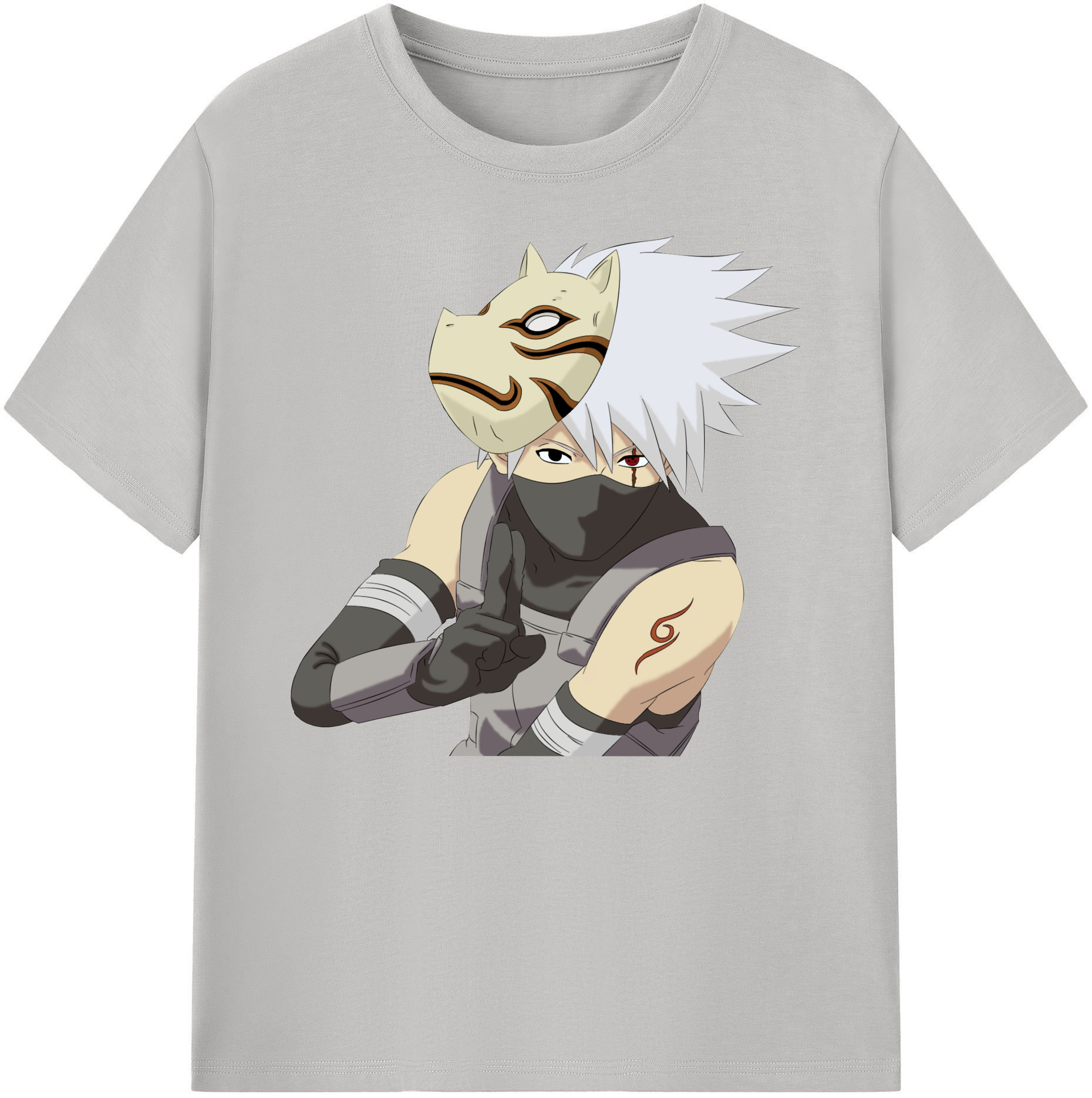 （画像用） NARUTO -ナルト- はたけ カカシ Hatake Kakashi 綿100％ メンズ半袖Tシャツ｜肌触りやわらか＆通気性