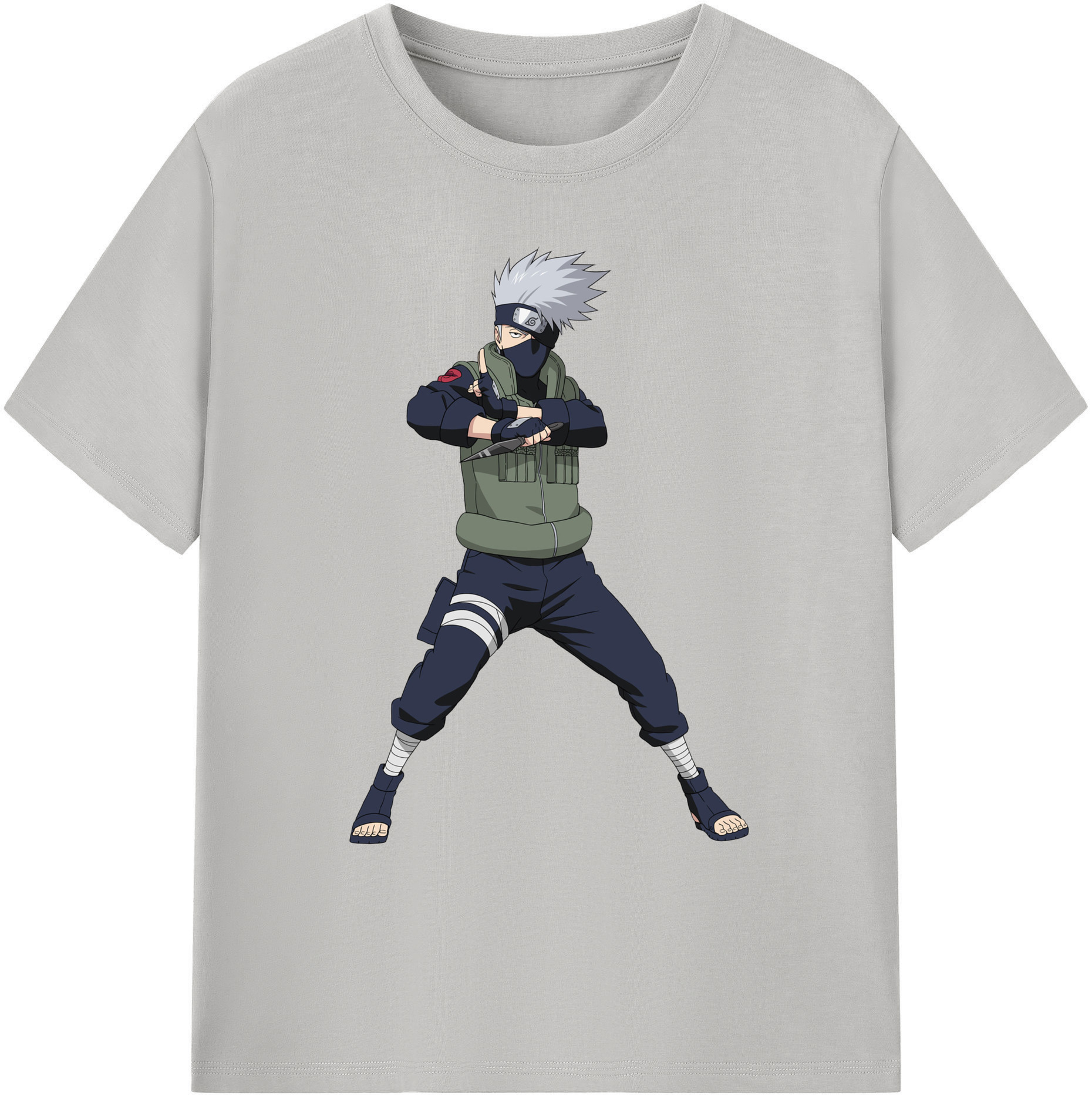 （画像用） NARUTO -ナルト- はたけ カカシ Hatake Kakashi 綿100％ メンズ半袖Tシャツ｜肌触りやわらか＆通気性