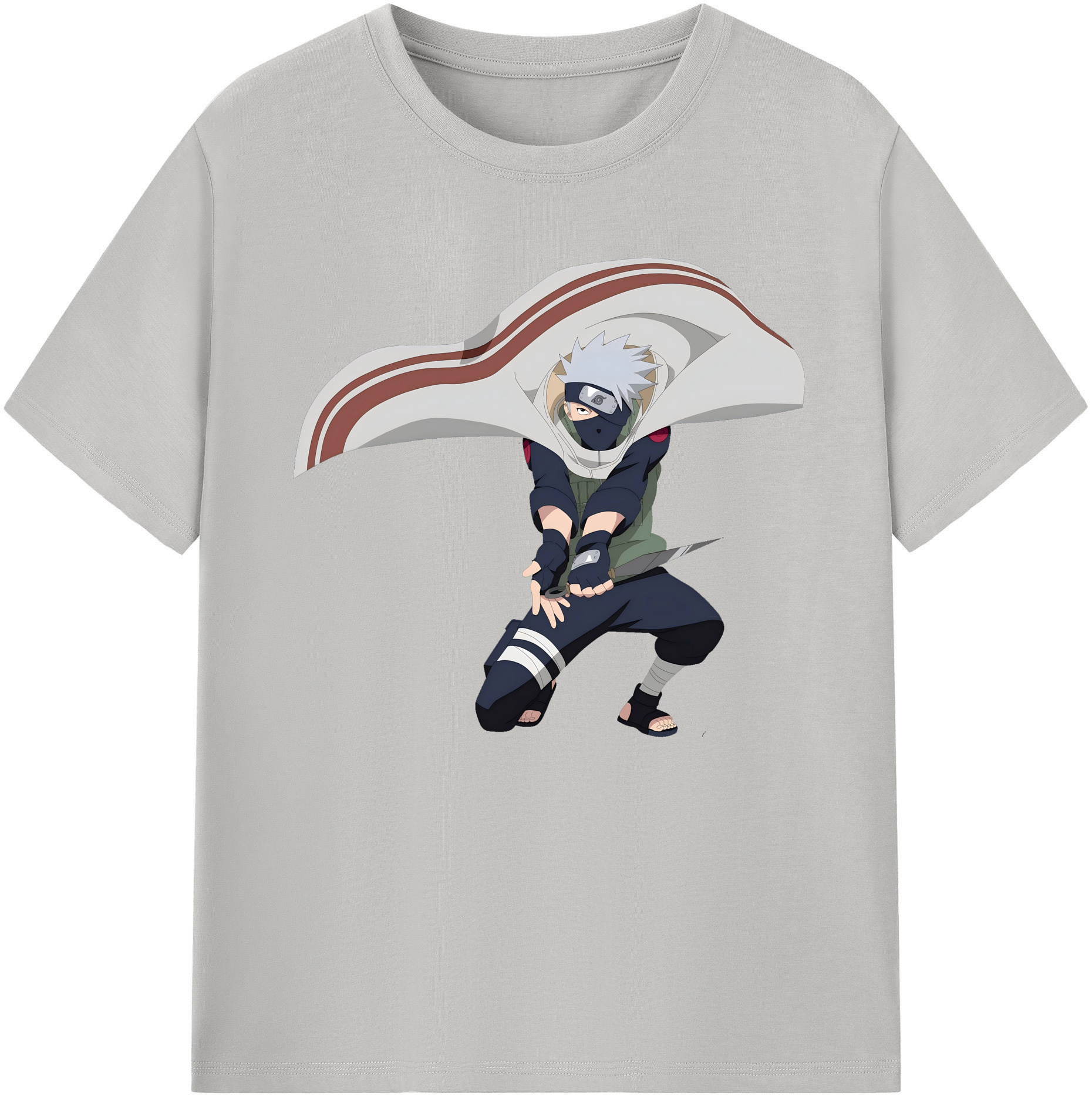 （画像用） NARUTO -ナルト- はたけ カカシ Hatake Kakashi 綿100％ メンズ半袖Tシャツ｜肌触りやわらか＆通気性