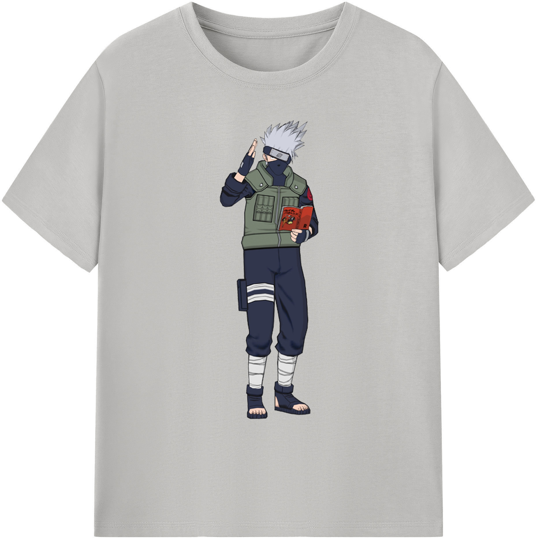（画像用） NARUTO -ナルト- はたけ カカシ Hatake Kakashi 綿100％ メンズ半袖Tシャツ｜肌触りやわらか＆通気性