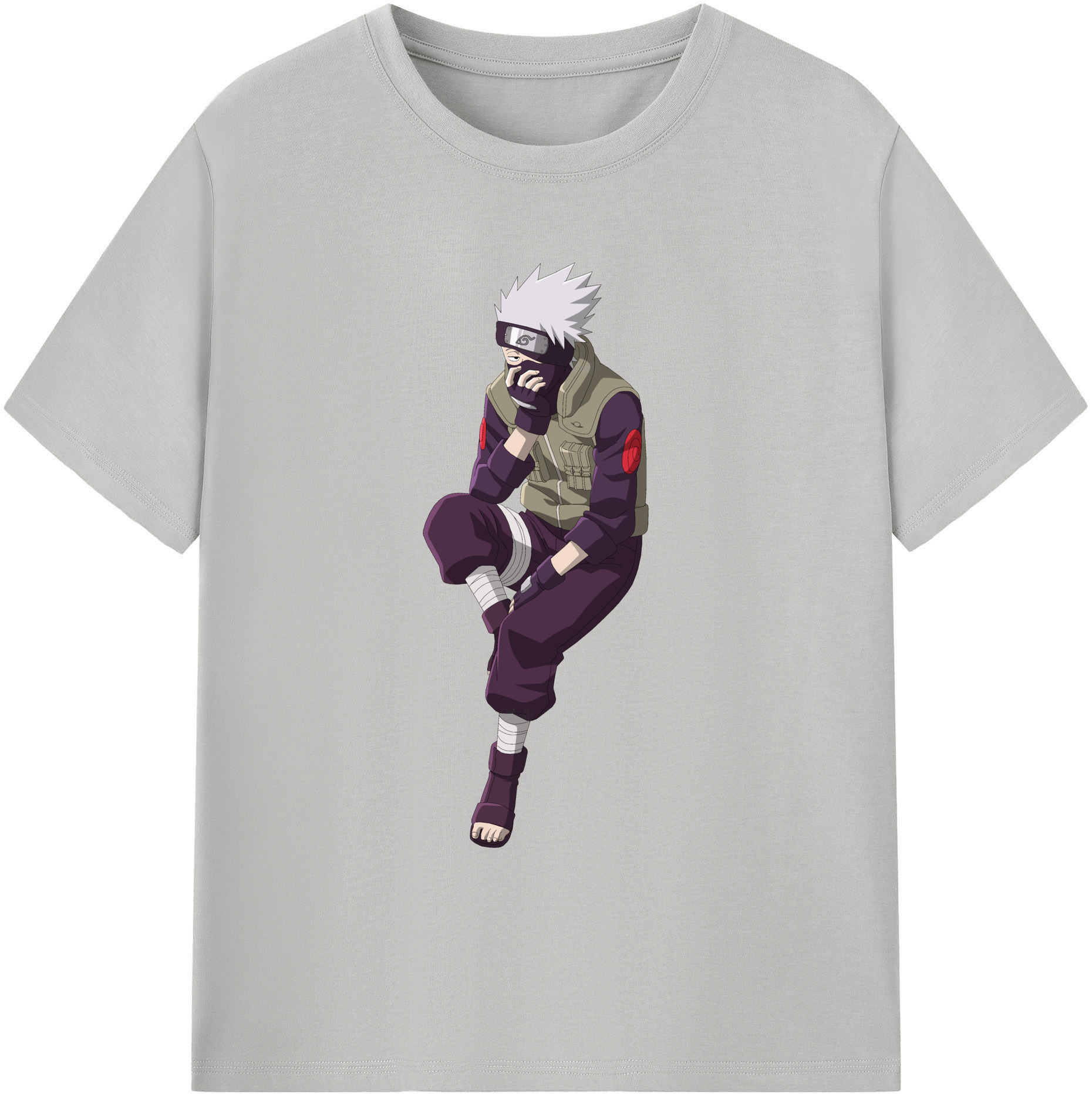（画像用） NARUTO -ナルト- はたけ カカシ Hatake Kakashi 綿100％ メンズ半袖Tシャツ｜肌触りやわらか＆通気性