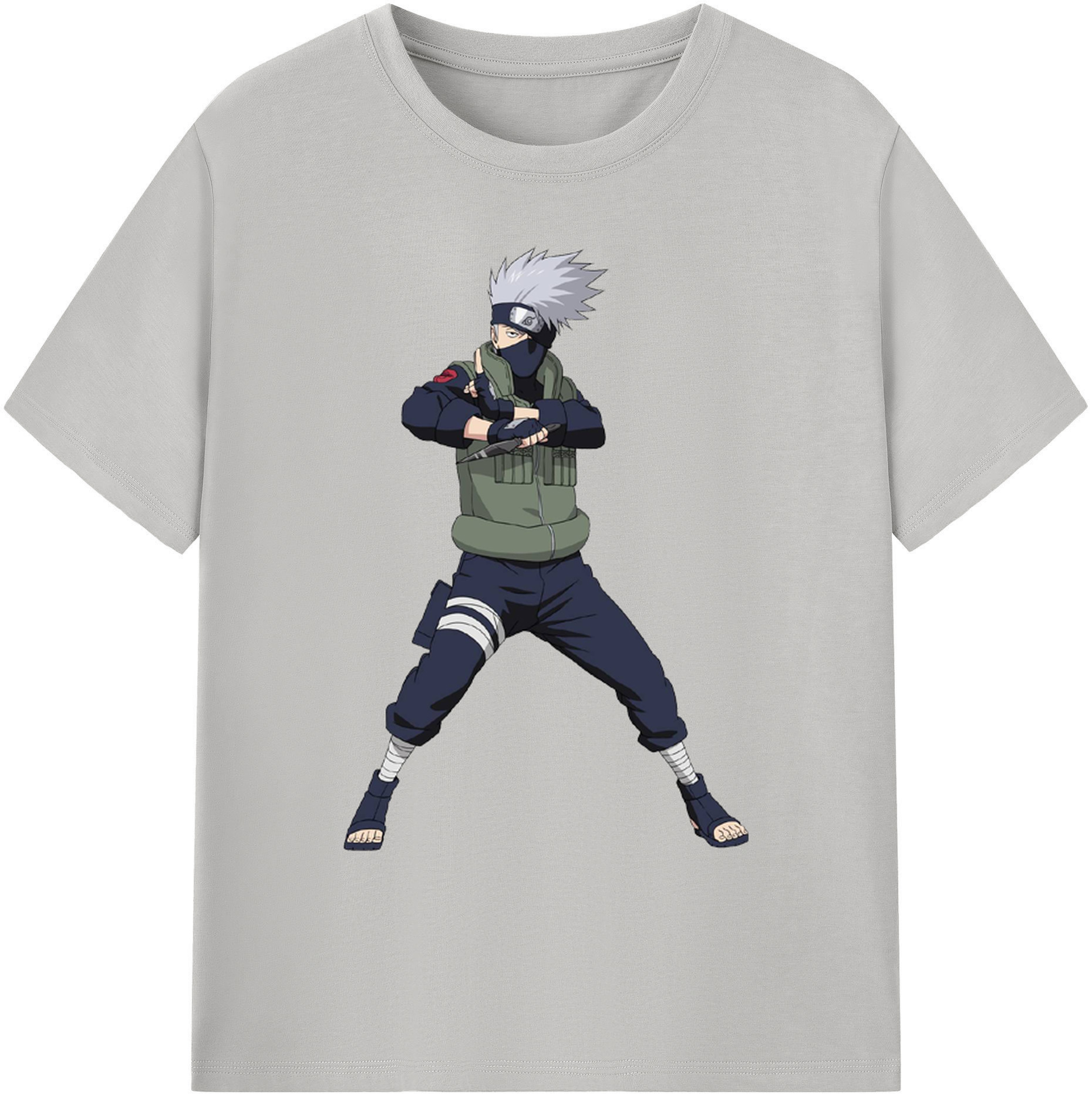 （画像用） NARUTO -ナルト- はたけ カカシ Hatake Kakashi 綿100％ メンズ半袖Tシャツ｜肌触りやわらか＆通気性
