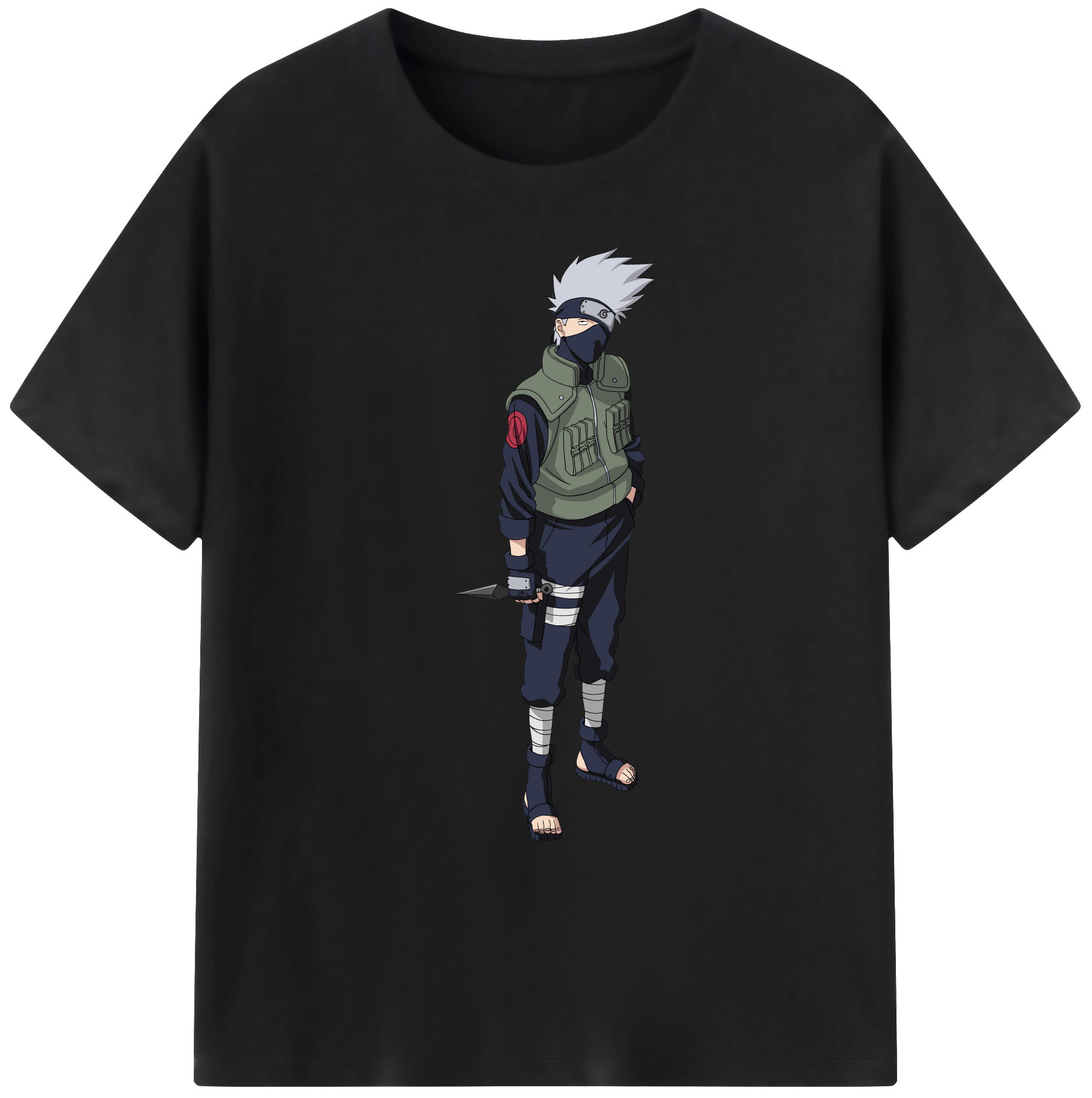 （画像用） NARUTO -ナルト- はたけ カカシ Hatake Kakashi 綿100％ メンズ半袖Tシャツ｜肌触りやわらか＆通気性