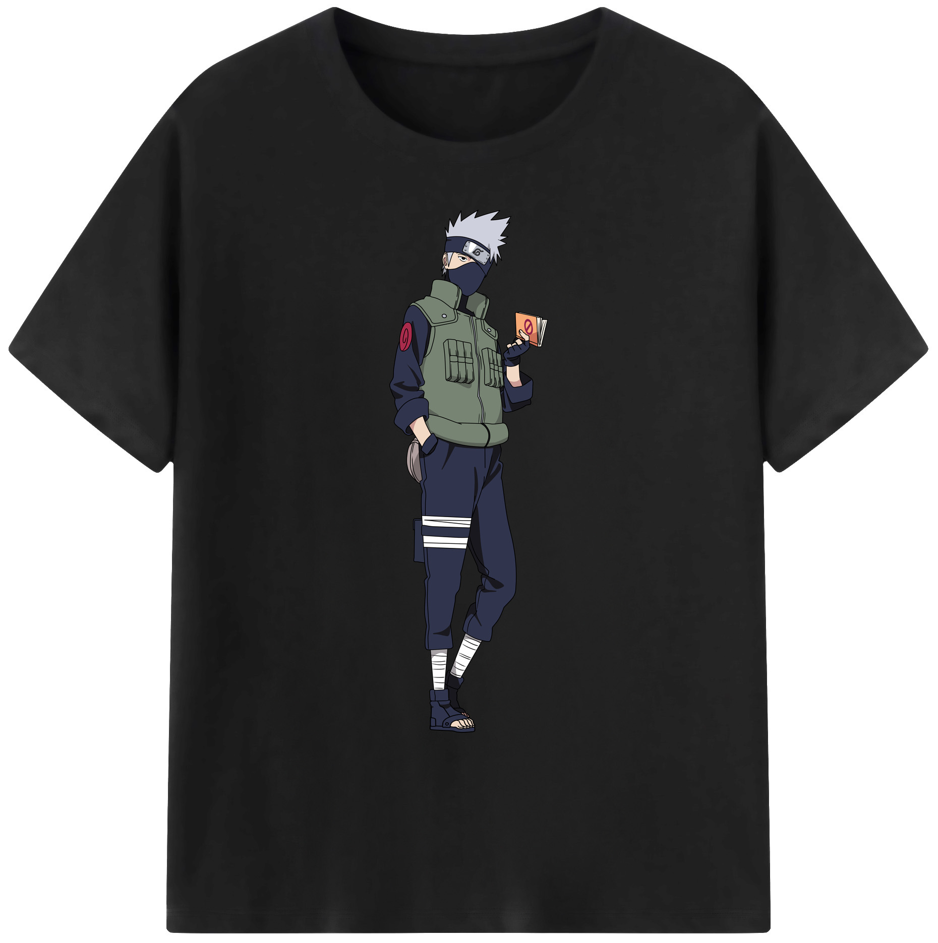 （画像用） NARUTO -ナルト- はたけ カカシ Hatake Kakashi 綿100％ メンズ半袖Tシャツ｜肌触りやわらか＆通気性