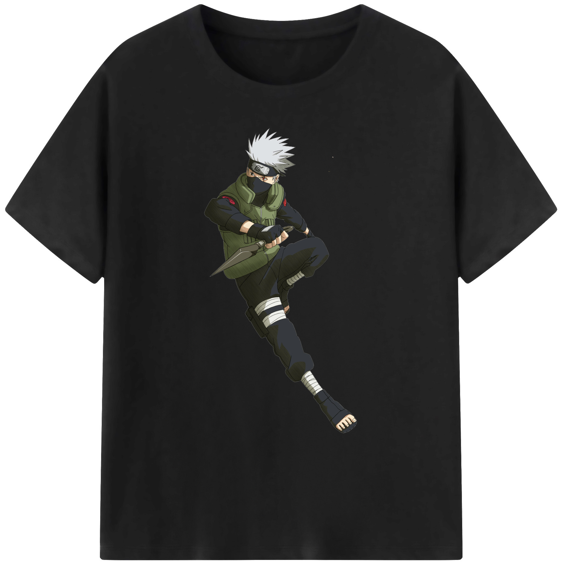 （画像用） NARUTO -ナルト- はたけ カカシ Hatake Kakashi 綿100％ メンズ半袖Tシャツ｜肌触りやわらか＆通気性
