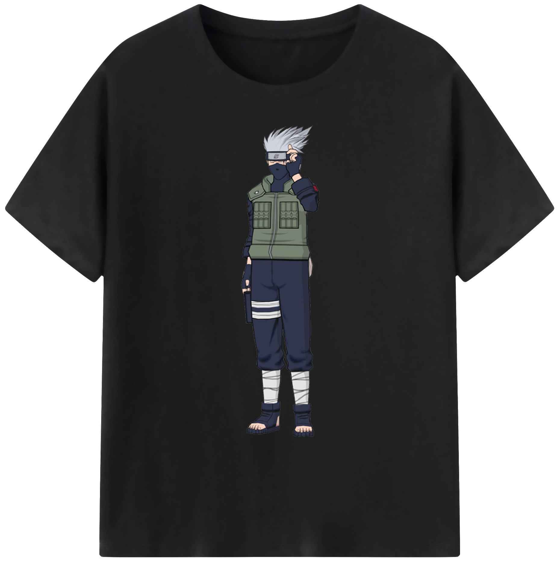 （画像用） NARUTO -ナルト- はたけ カカシ Hatake Kakashi 綿100％ メンズ半袖Tシャツ｜肌触りやわらか＆通気性