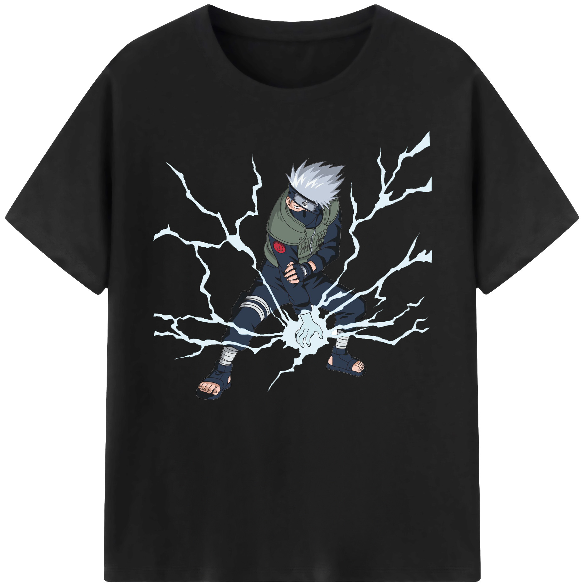 （画像用） NARUTO -ナルト- はたけ カカシ Hatake Kakashi 綿100％ メンズ半袖Tシャツ｜肌触りやわらか＆通気性