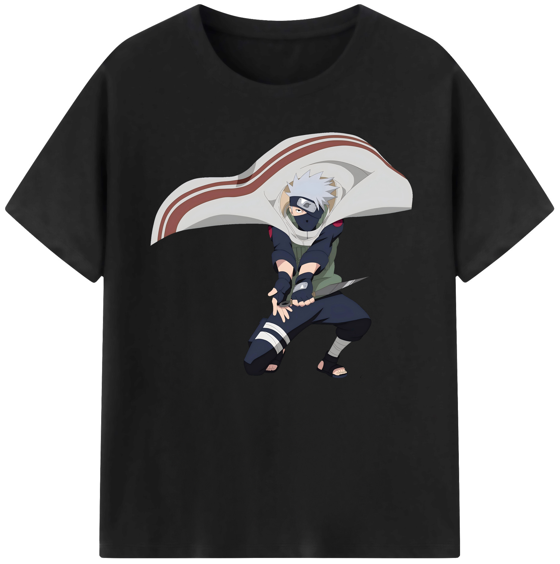 （画像用） NARUTO -ナルト- はたけ カカシ Hatake Kakashi 綿100％ メンズ半袖Tシャツ｜肌触りやわらか＆通気性