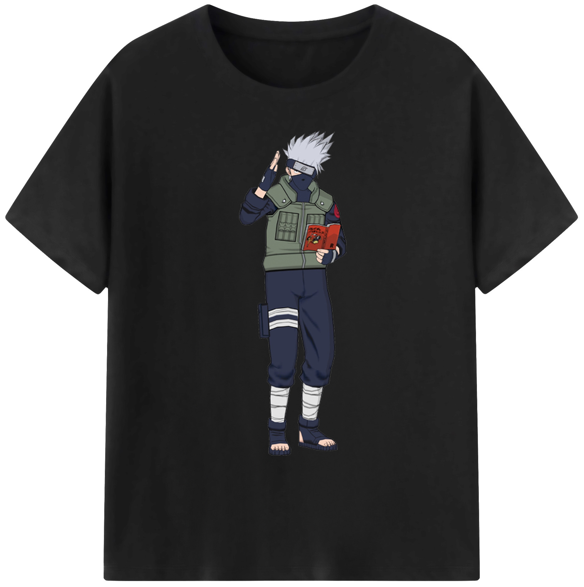 （画像用） NARUTO -ナルト- はたけ カカシ Hatake Kakashi 綿100％ メンズ半袖Tシャツ｜肌触りやわらか＆通気性